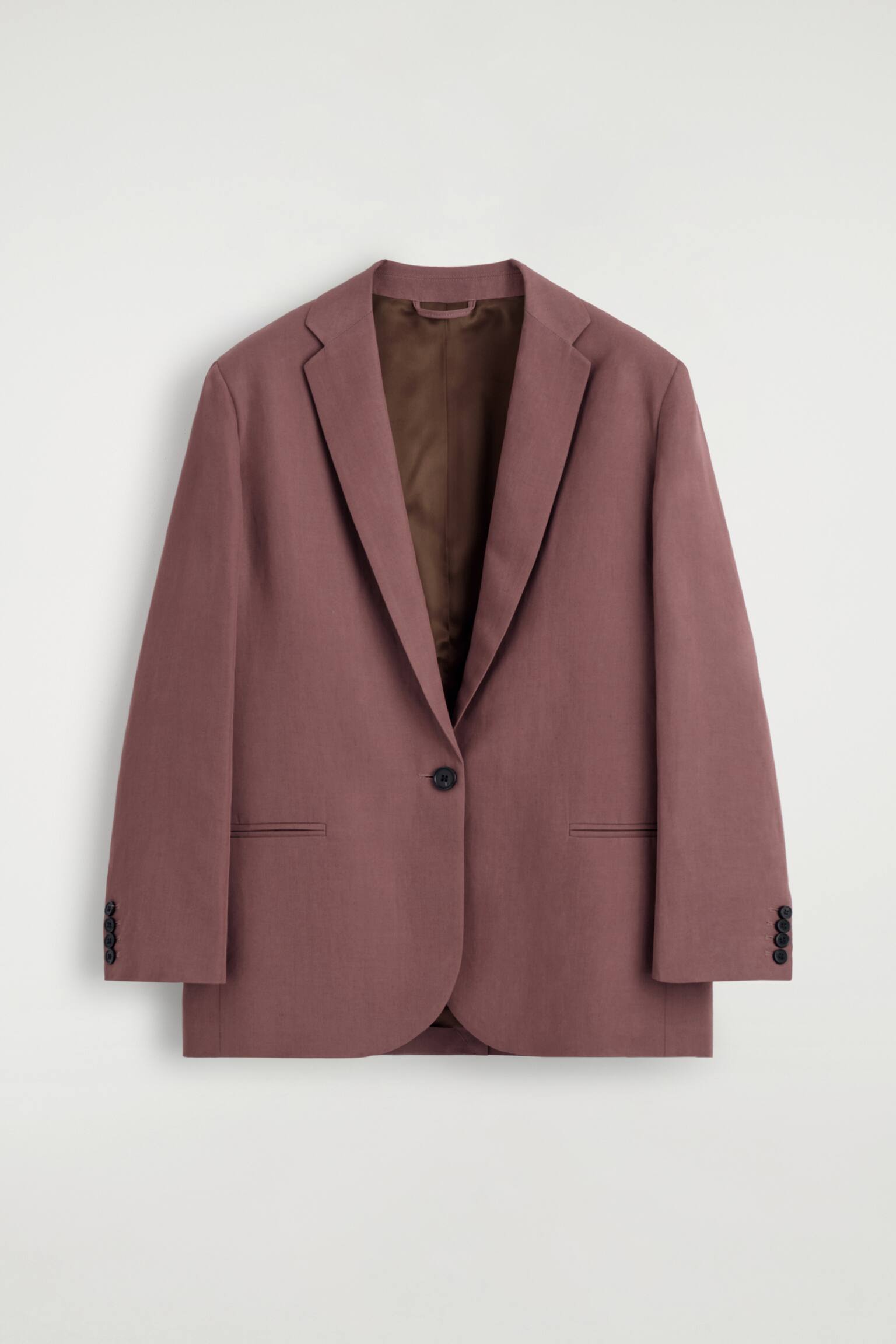 EINREIHIGER BLAZER AUS LEINEN-MIX-BRAUN - 2