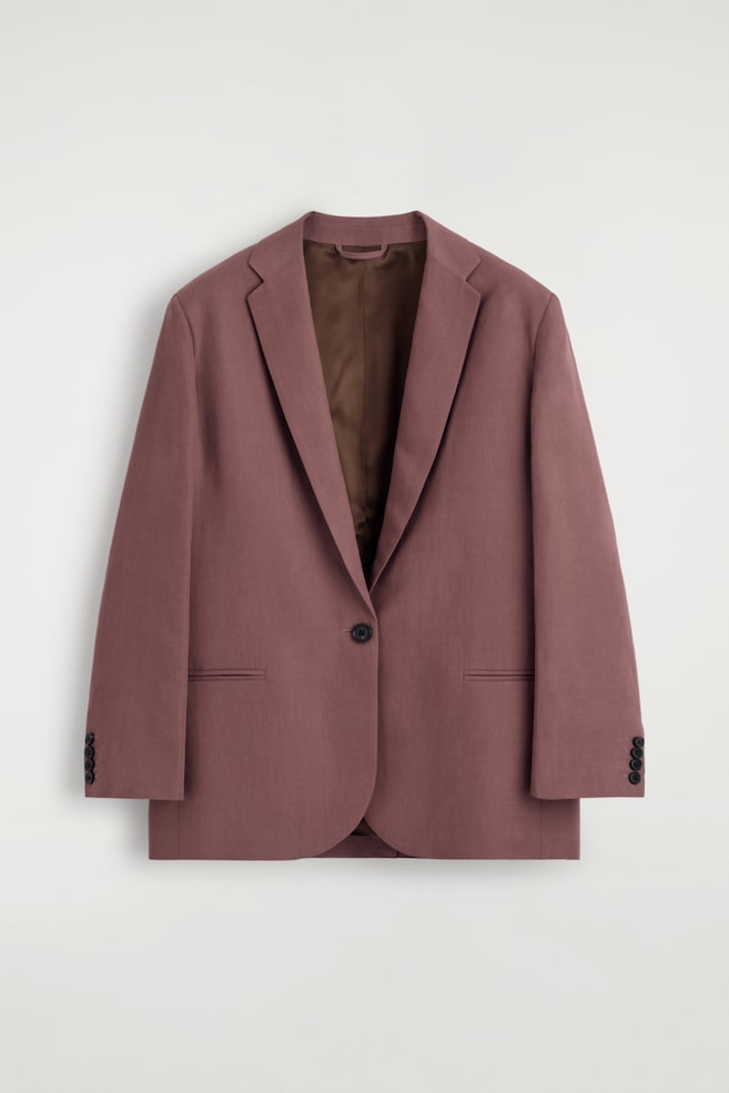 EINREIHIGER BLAZER AUS LEINEN-MIX - BRAUN - 1