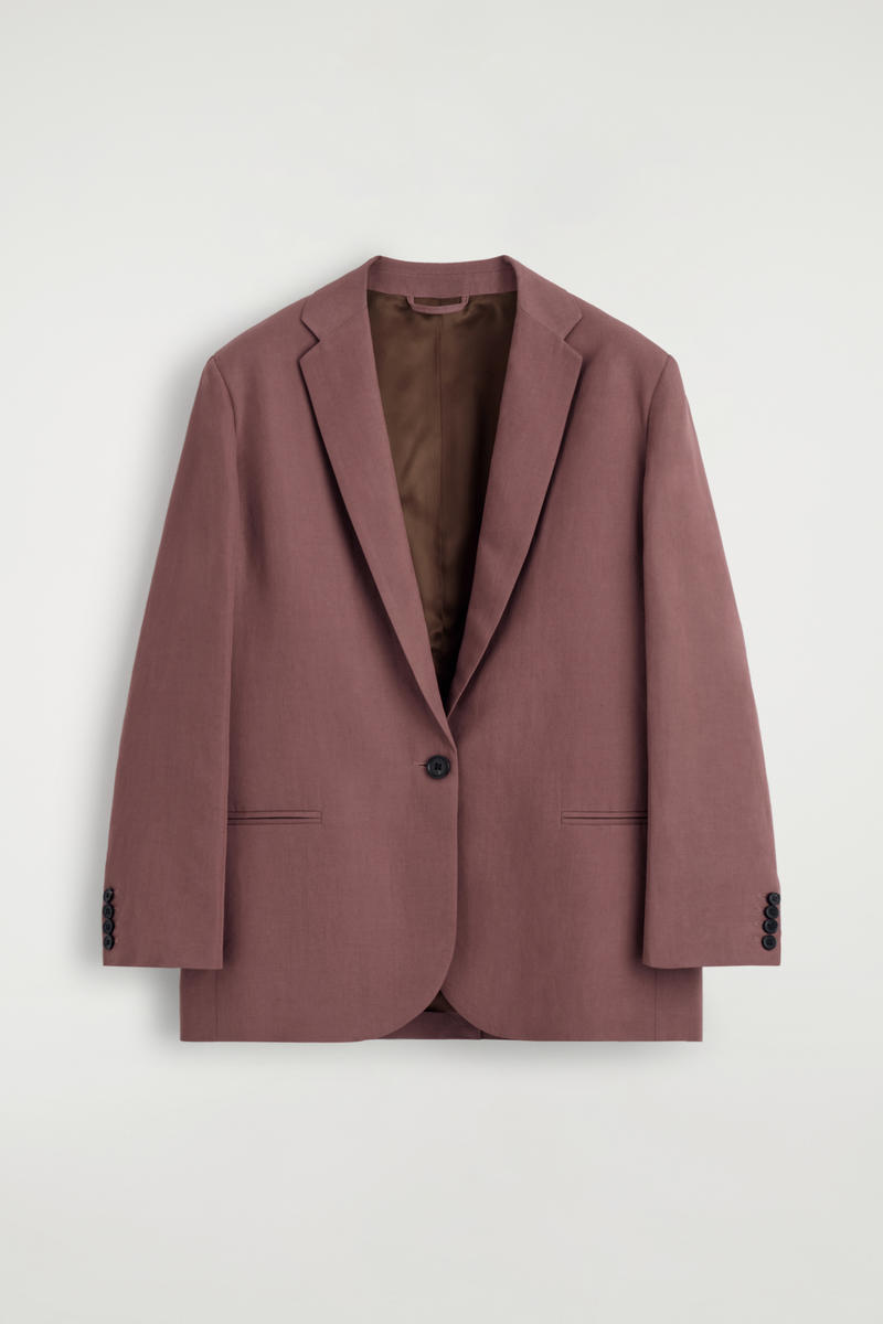Linen-Blend Single-Breasted Blazer