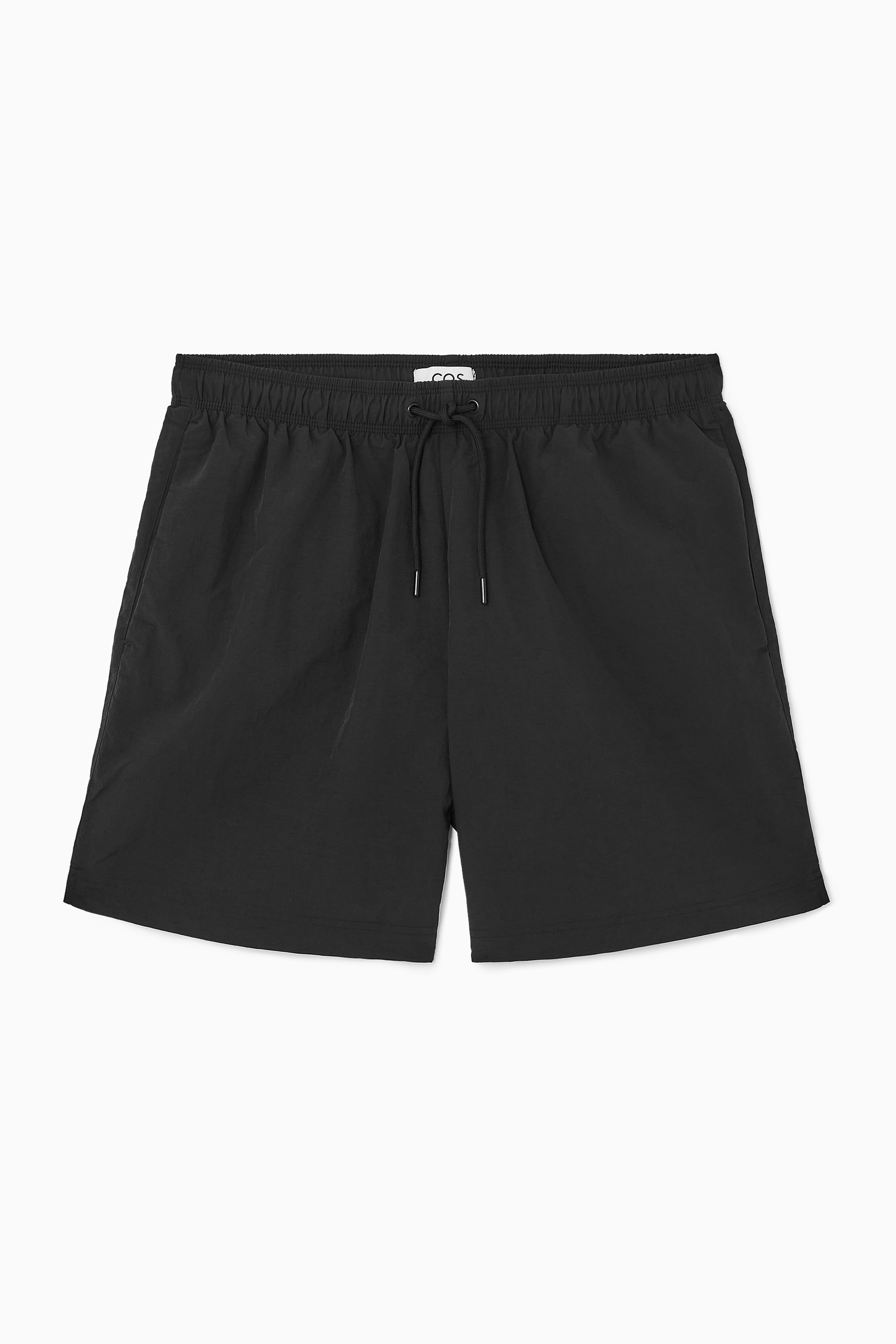 NYLON DRAWSTRING SWIM SHORTS - BLACK