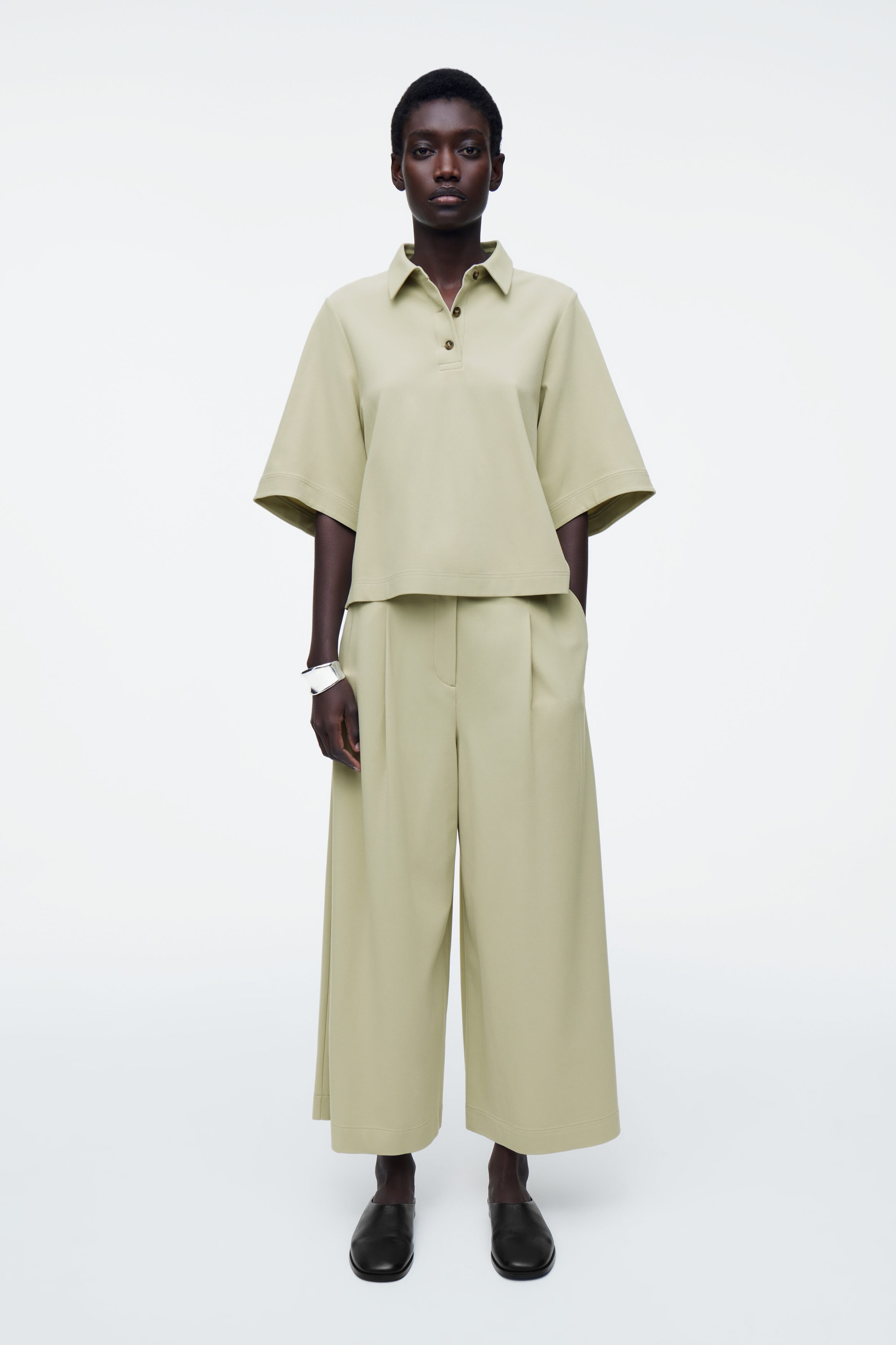 BOXY POLO SHIRT - LIGHT GREEN | COS
