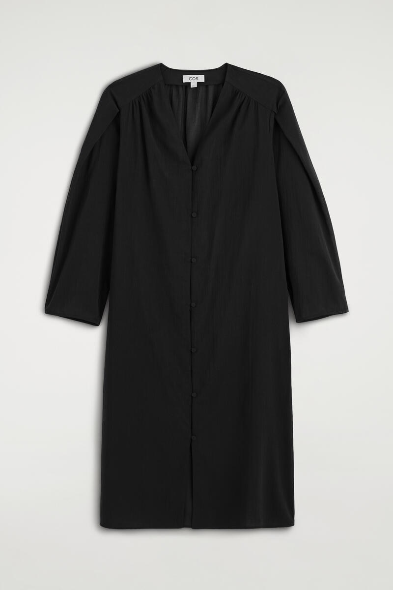 Gathered Lightweight Cotton Midi Dress