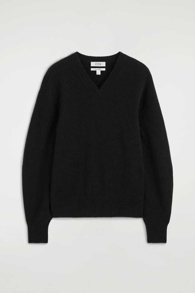 SCULPTED CASHMERE V-NECK JUMPER - BLACK/BROWN MÉLANGE - 1