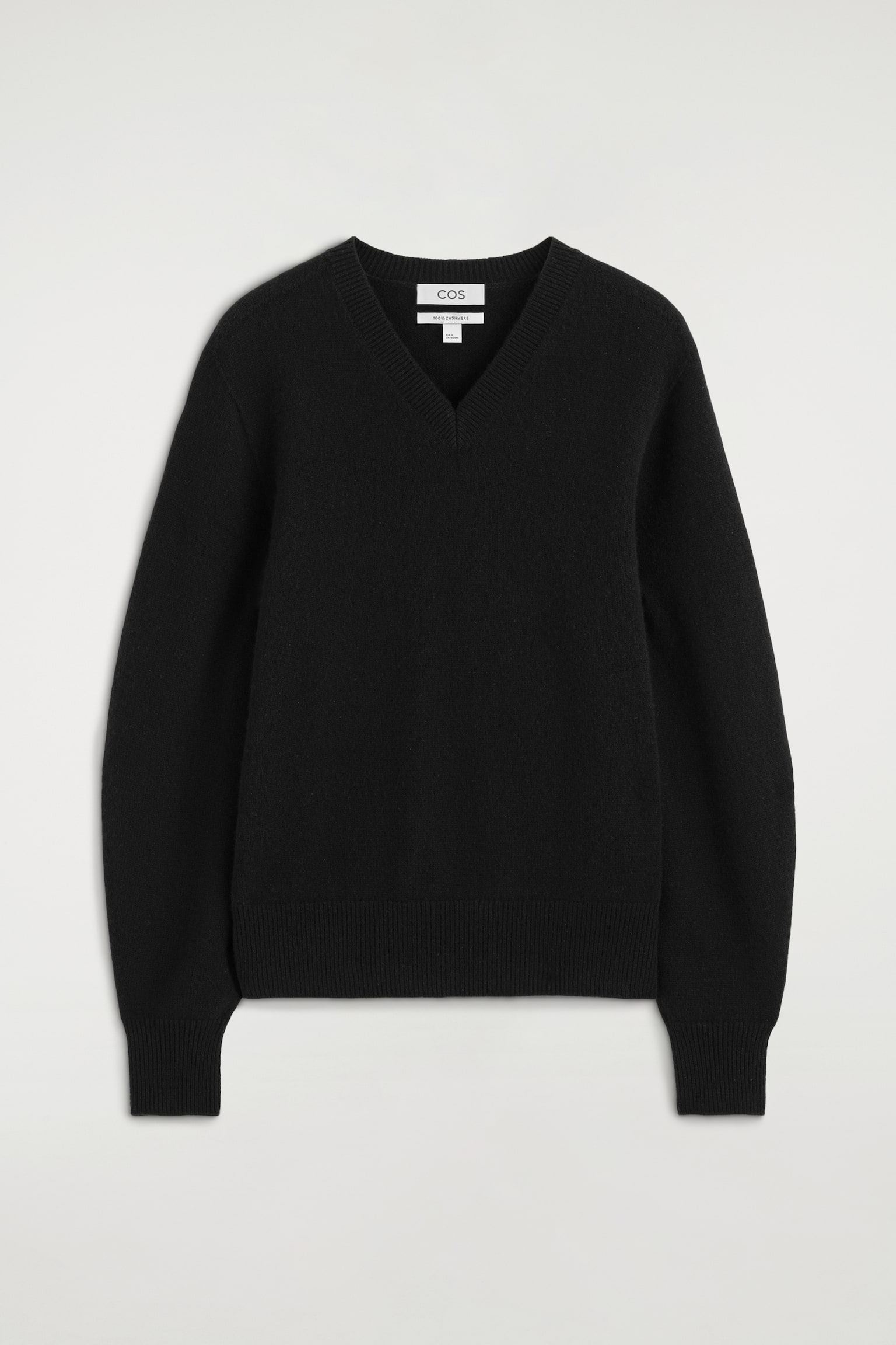 SCULPTED CASHMERE V-NECK JUMPER - שחור/חום מלנג' - 1