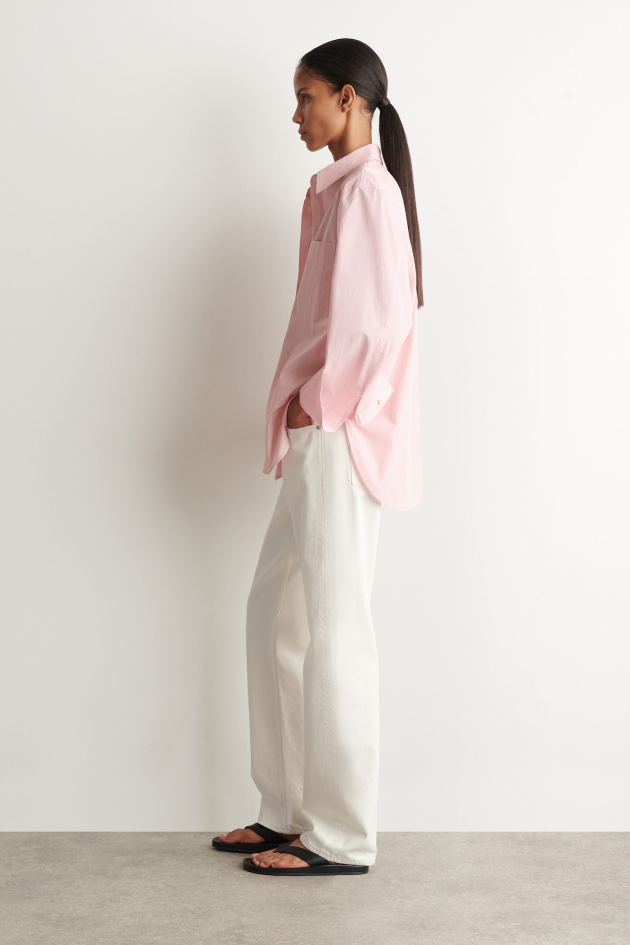 STRIPED COTTON SHIRT — PINK / STRIPED