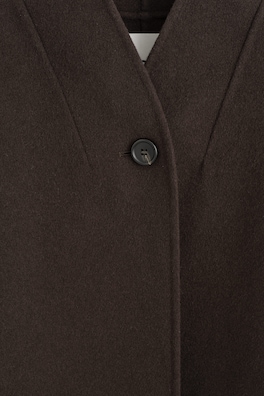 SHAWL-COLLAR DOUBLE-FACED WOOL CAPE — BROWN 5