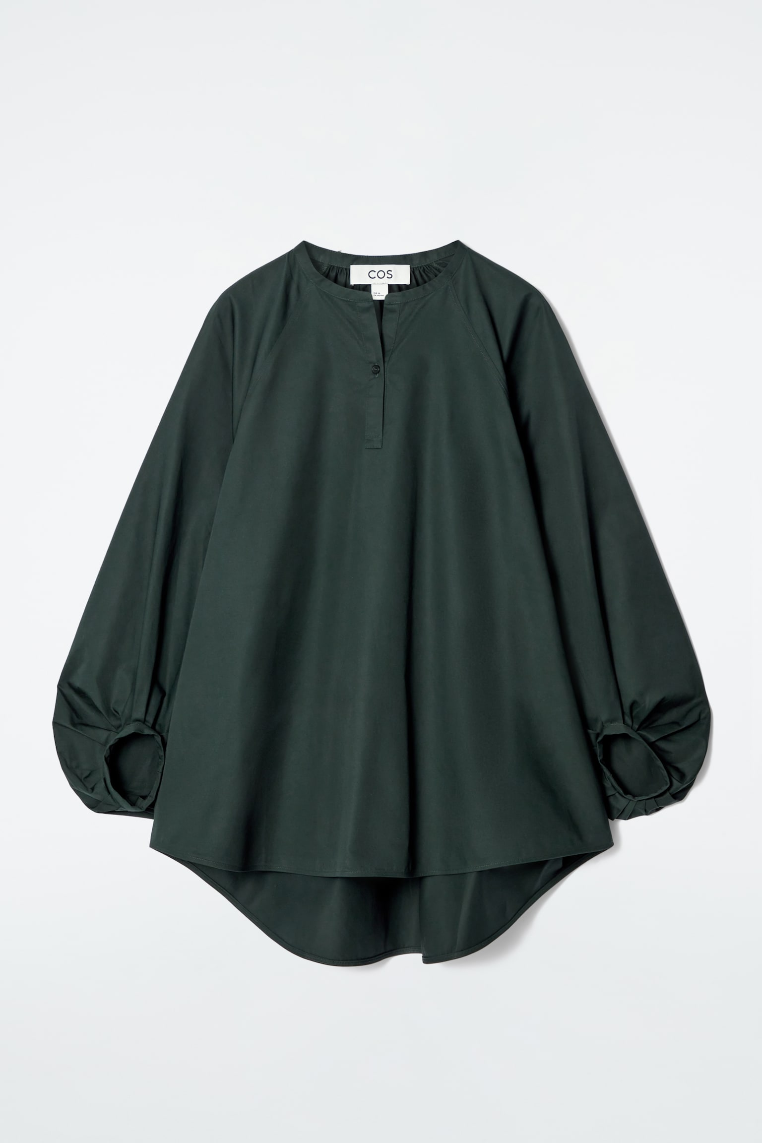 BLOUSE MANCHES BALLON - VERT FONCÉ/BLANC - 2