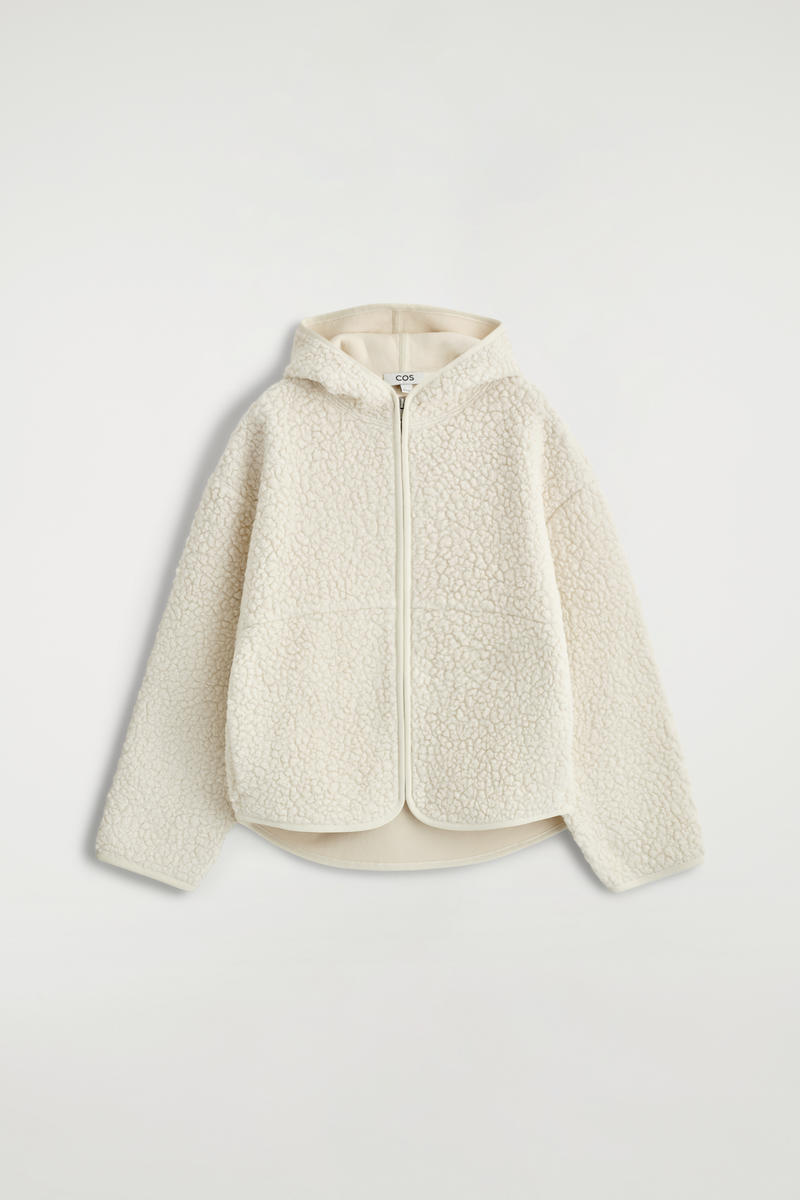 Cos Hooded Teddy Jacket In White