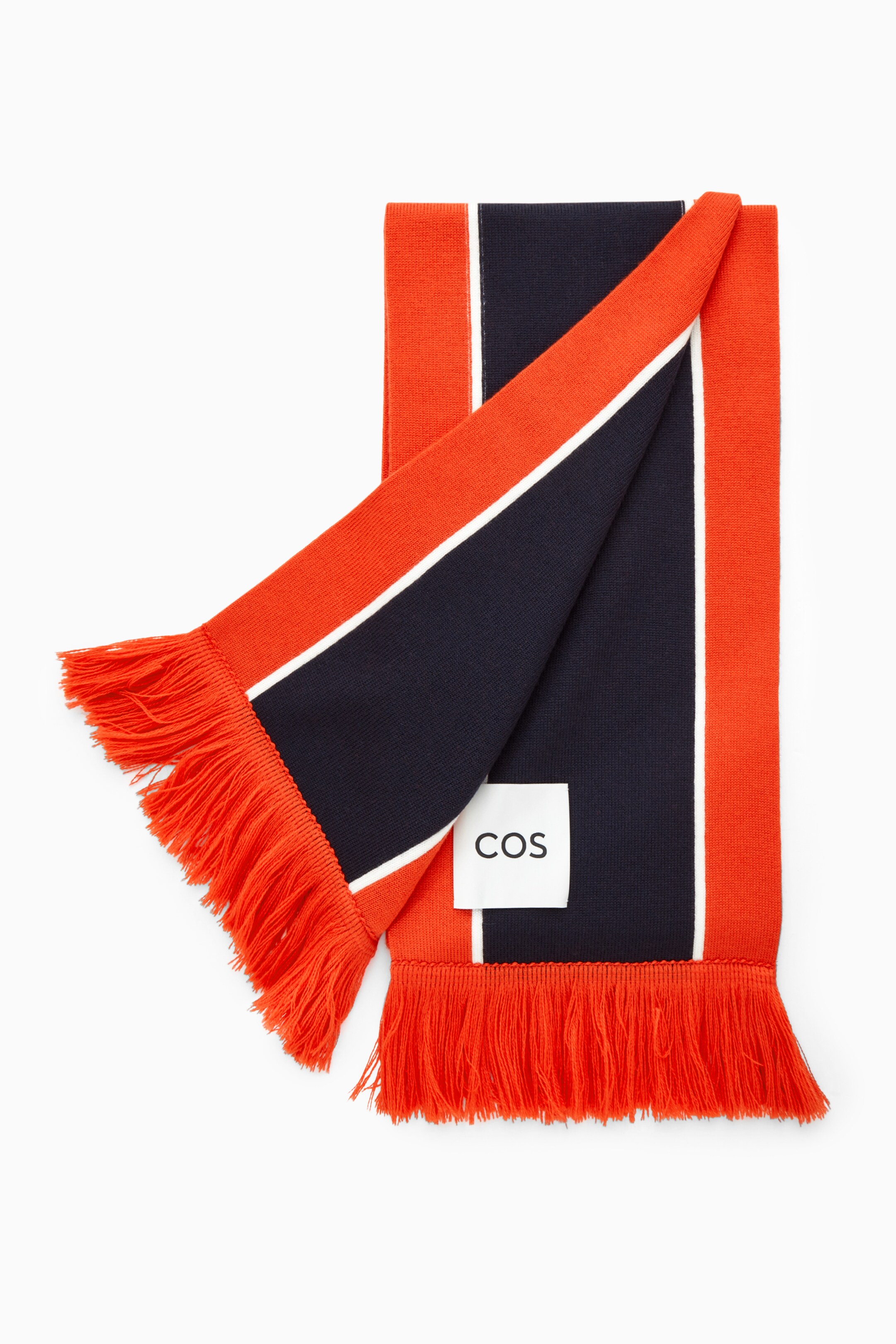 Grösseres Bild ansehen: FUSSBALLSCHAL AUS WOLLE MIT JACQUARD-MOTIV - ORANGE/NAVYBLAU - HERREN | H&M CH 3