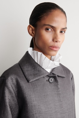 TEXTURED SINGLE-BREASTED COAT — CHARCOAL 5