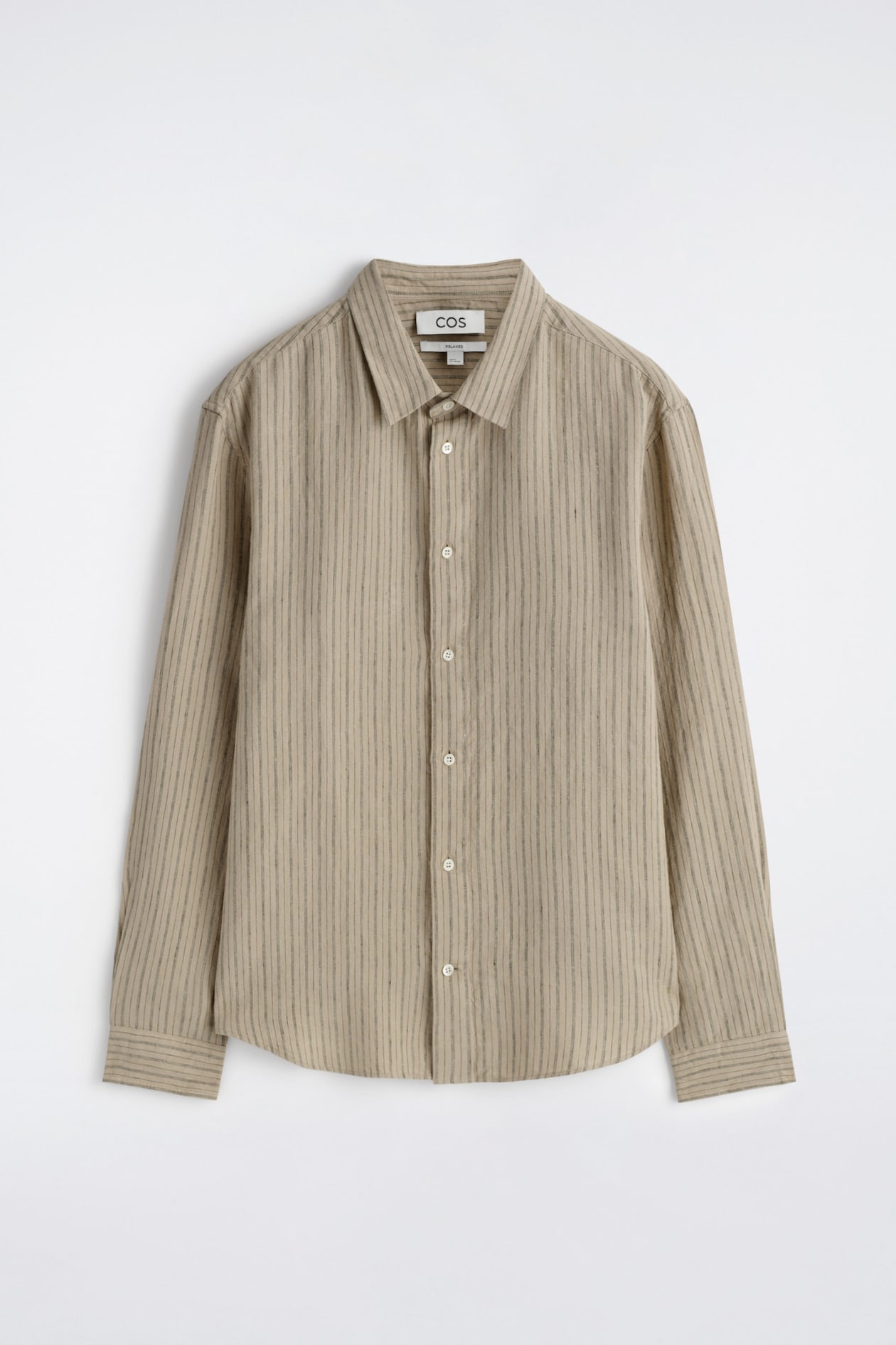 RELAXED LINEN SHIRT — BEIGE / STRIPED