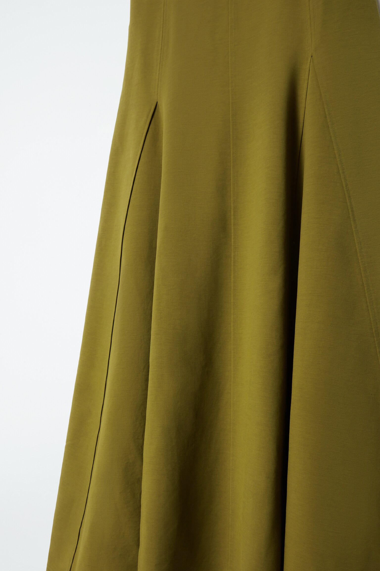 FLARED JERSEY MAXI DRESS - GREEN/BLACK - 2