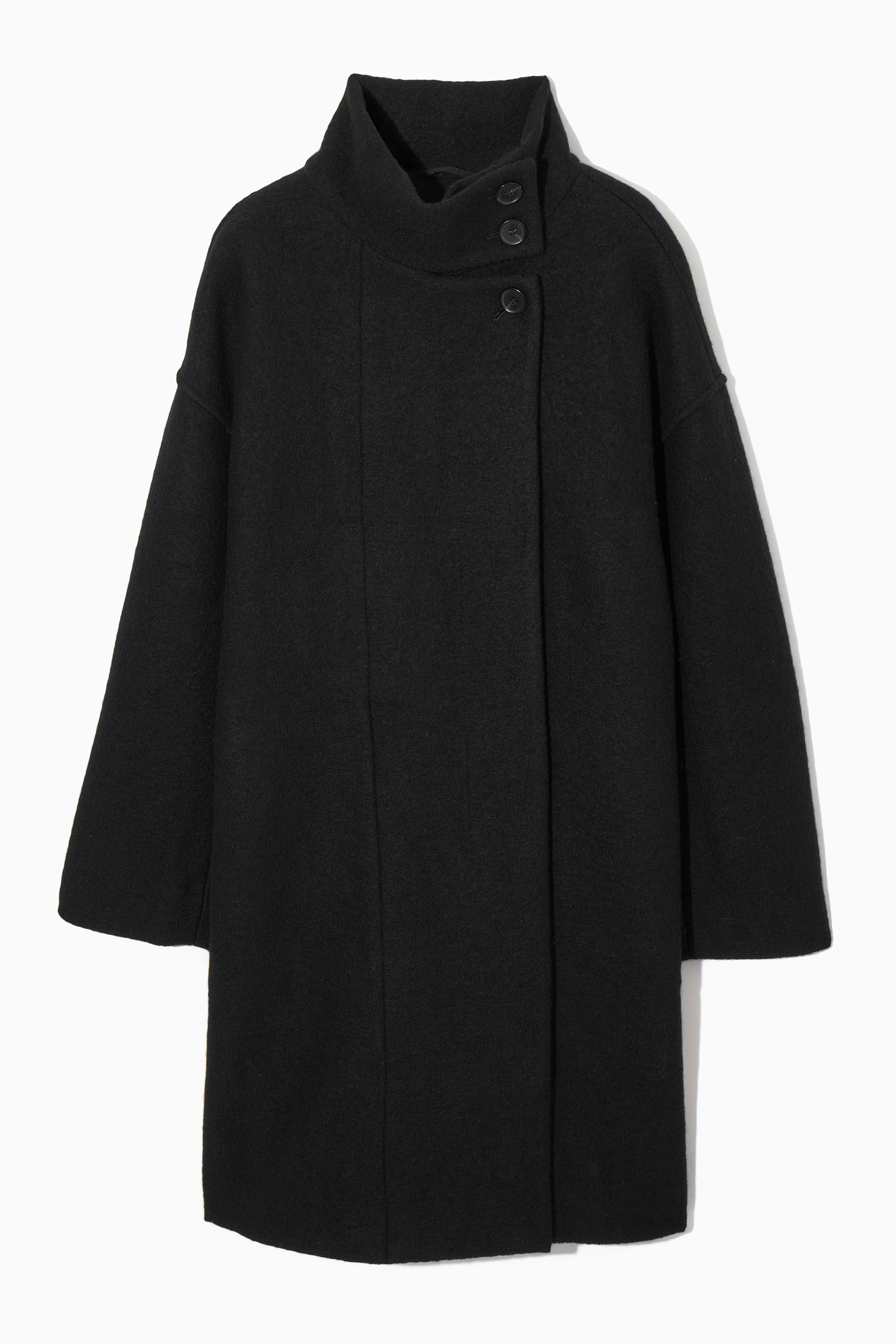 View larger image: FUNNEL-NECK BOILED-WOOL COAT - BLACK - Ladies | H&M GB 1