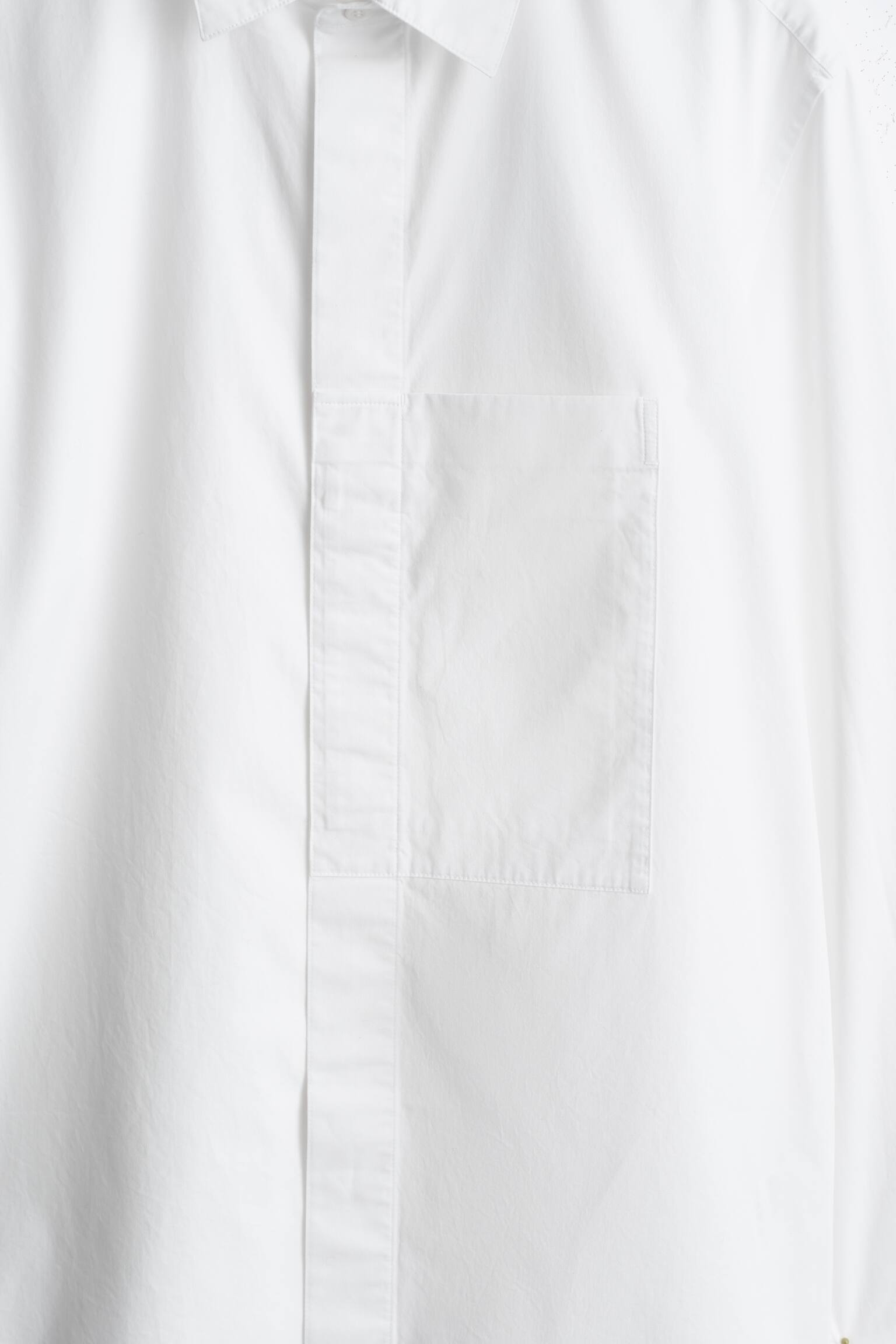 SLIM POCKET-DETAIL PIMA COTTON SHIRT - WHITE - 4