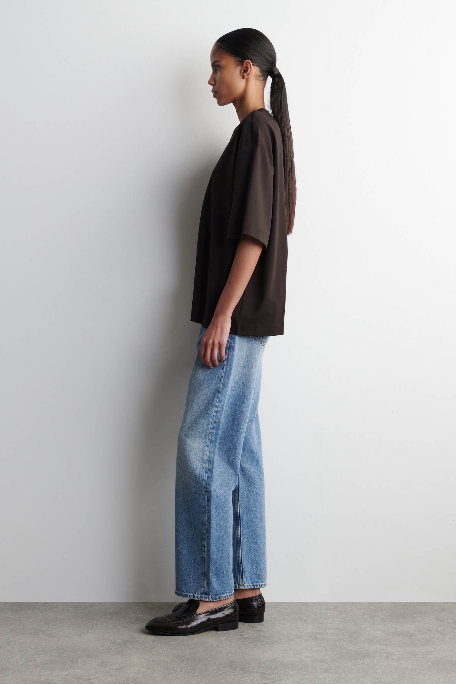 T-SHIRT OVERSIZE - BRUN FONCÉ/BLANC/ROSE - 4