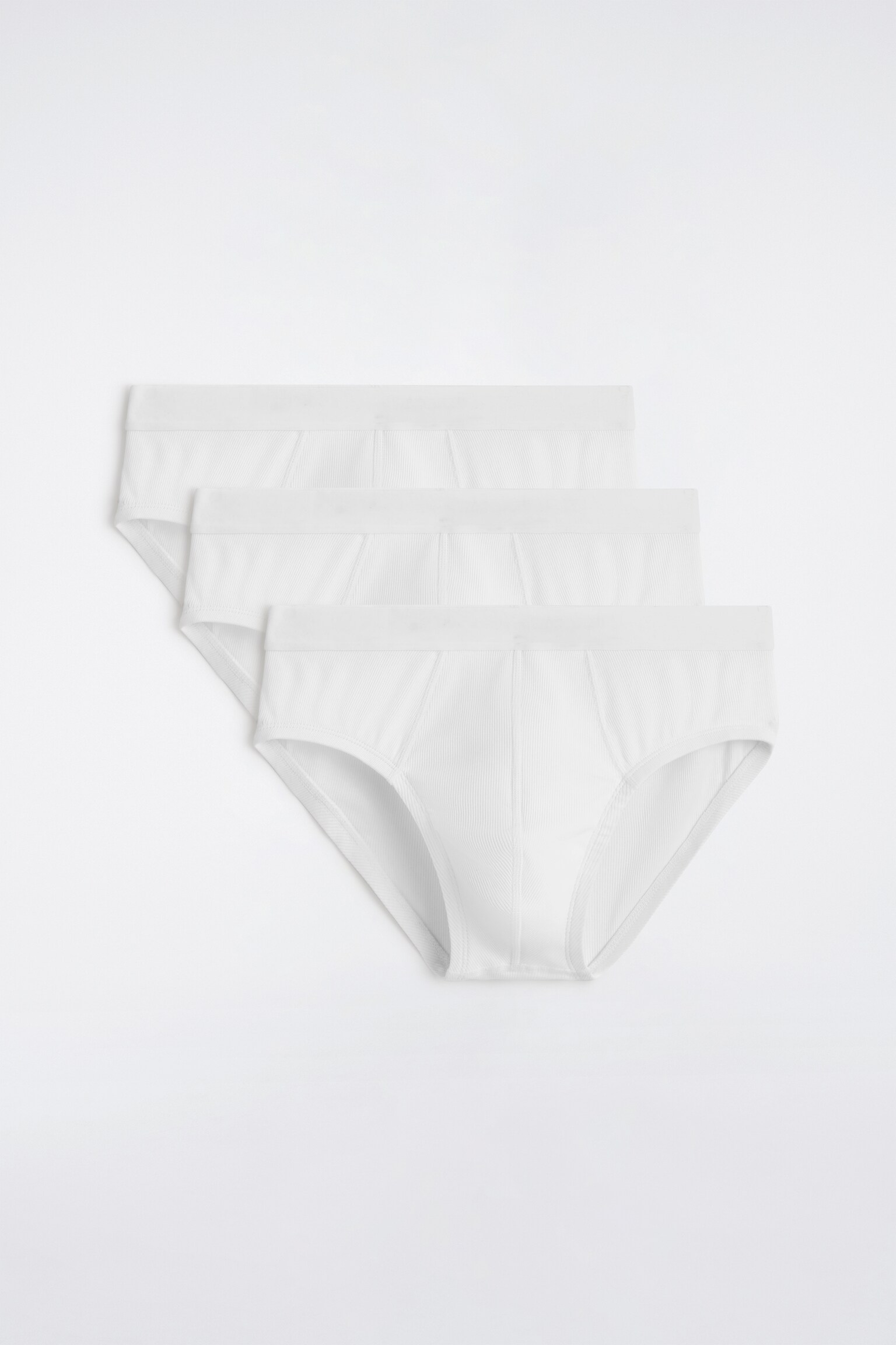 3-PACK RIBBED BRIEFS - WHITE