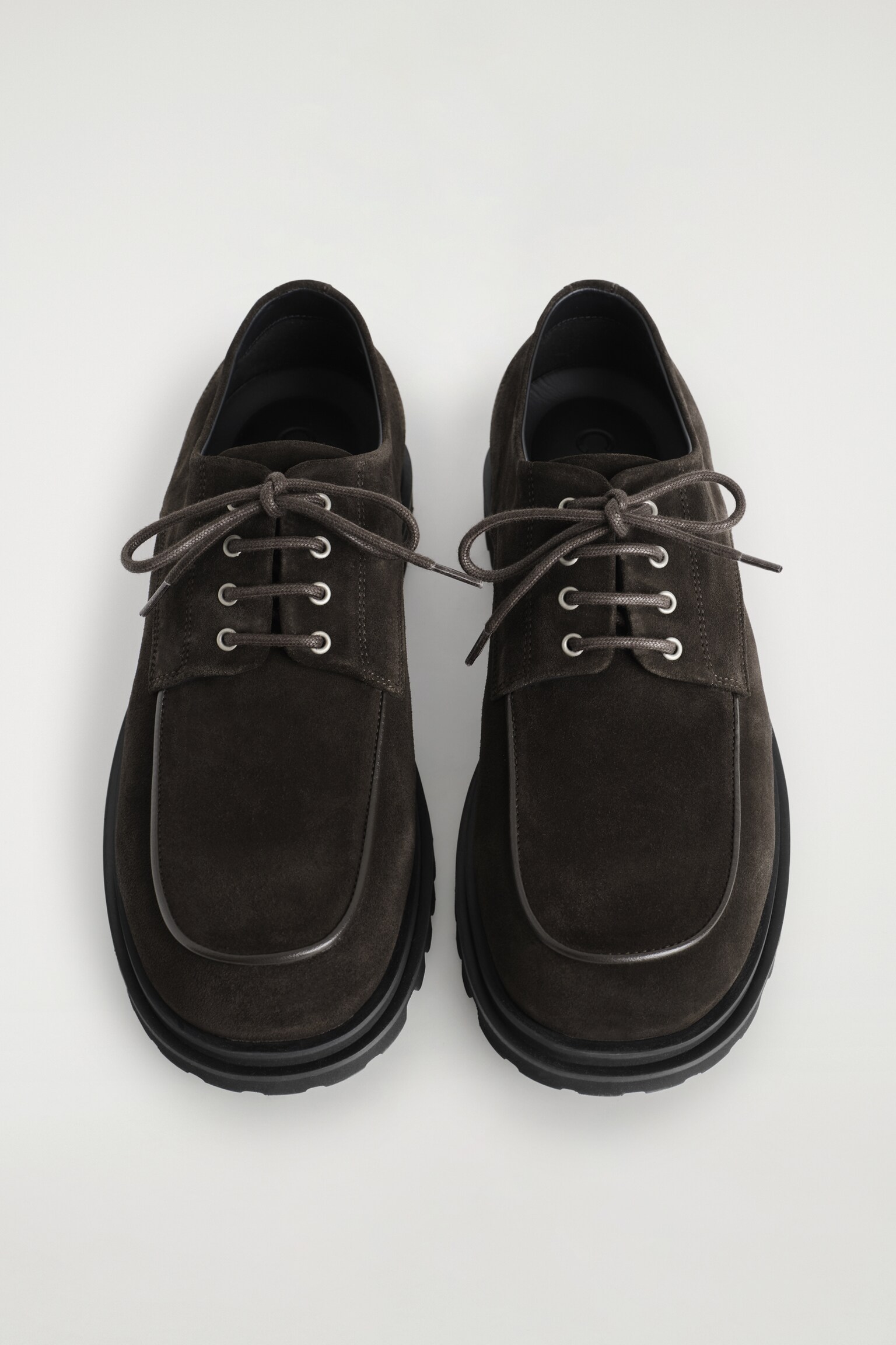 CHUNKY SUEDE DERBY SHOES - DARK BROWN - 3
