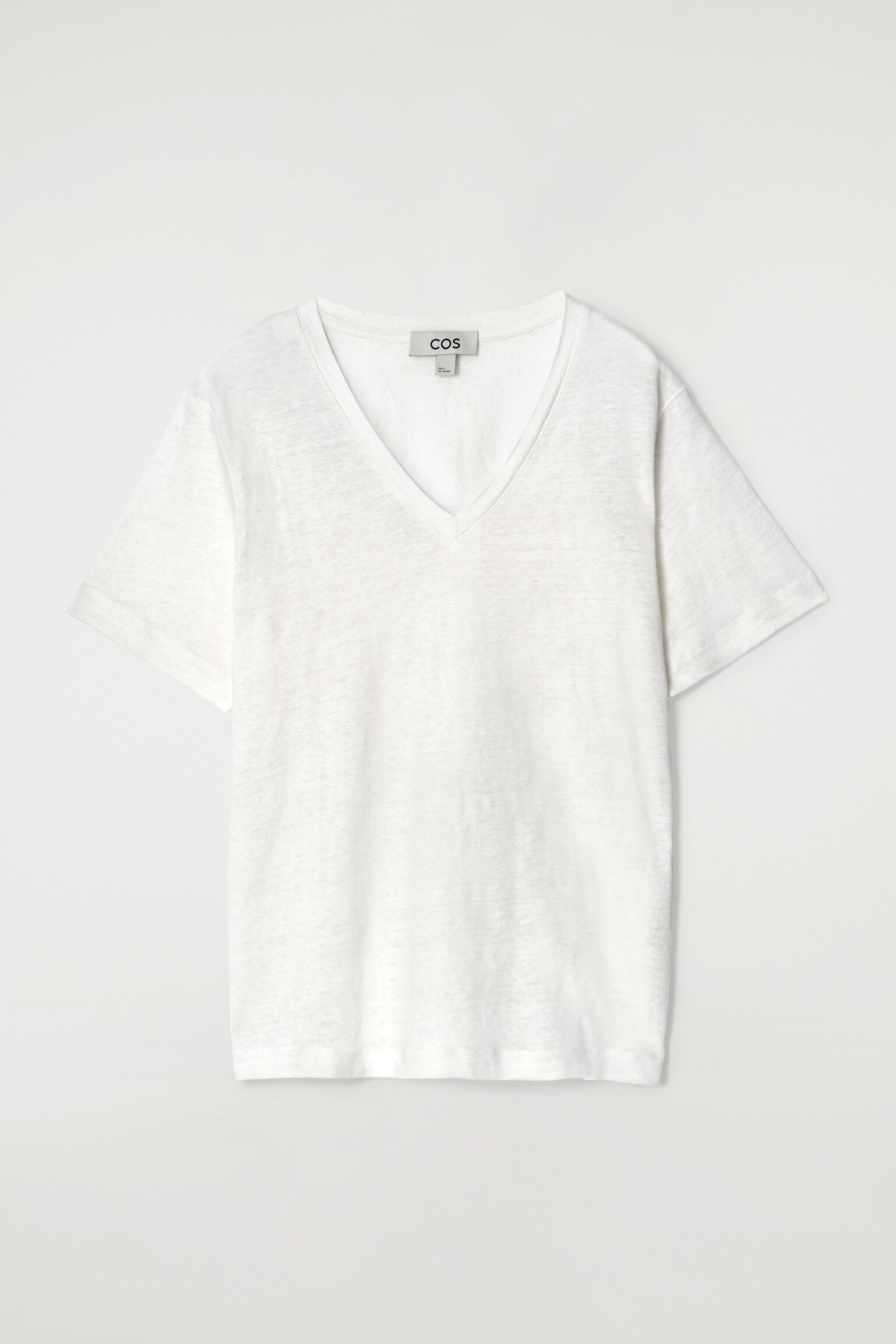 T-SHIRT IN LINO CON SCOLLO A V - BIANCO/VERDE CHIARO/NERO - 2