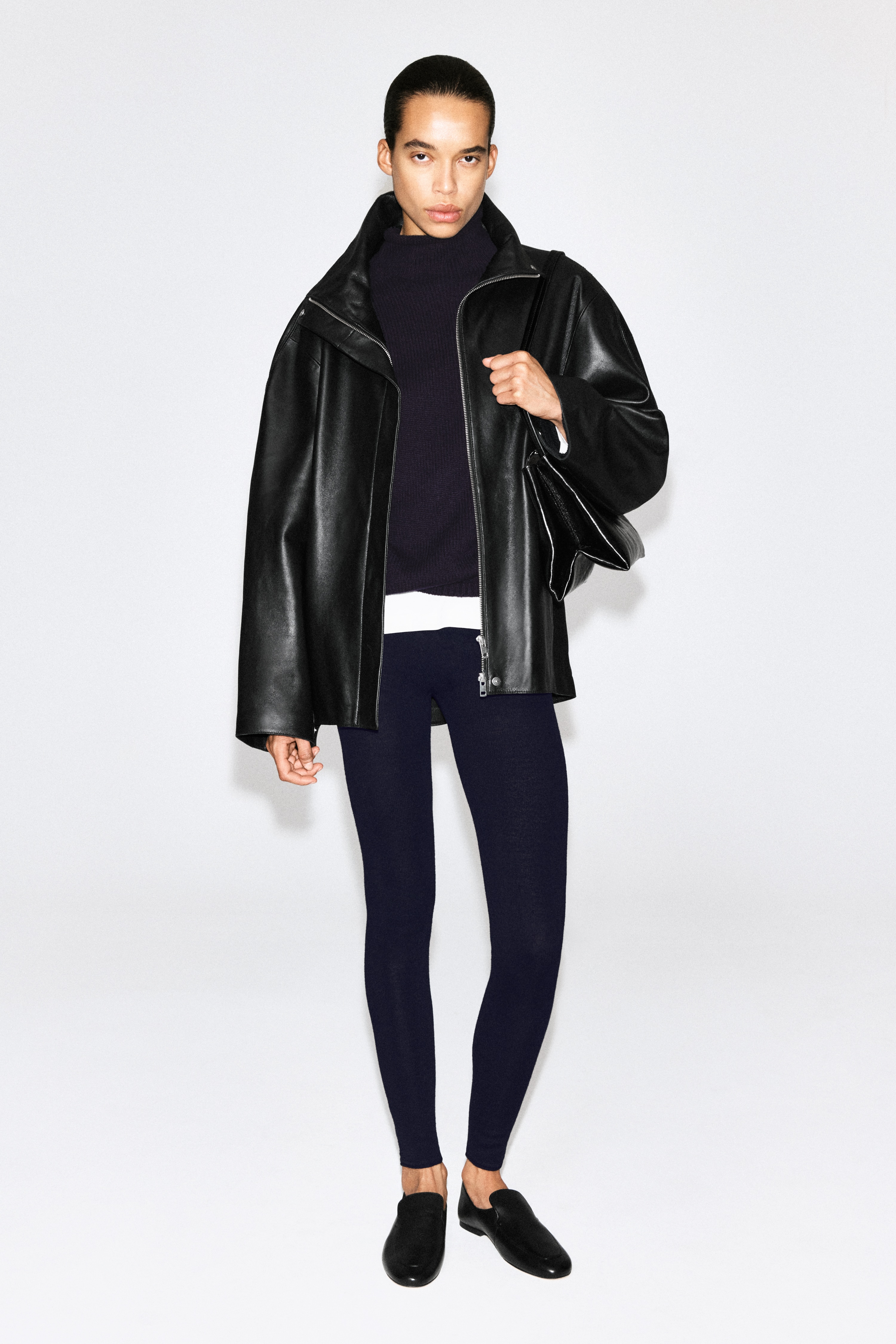 Naadloze legging van merinowol - MARINEBLAUW/ZWART