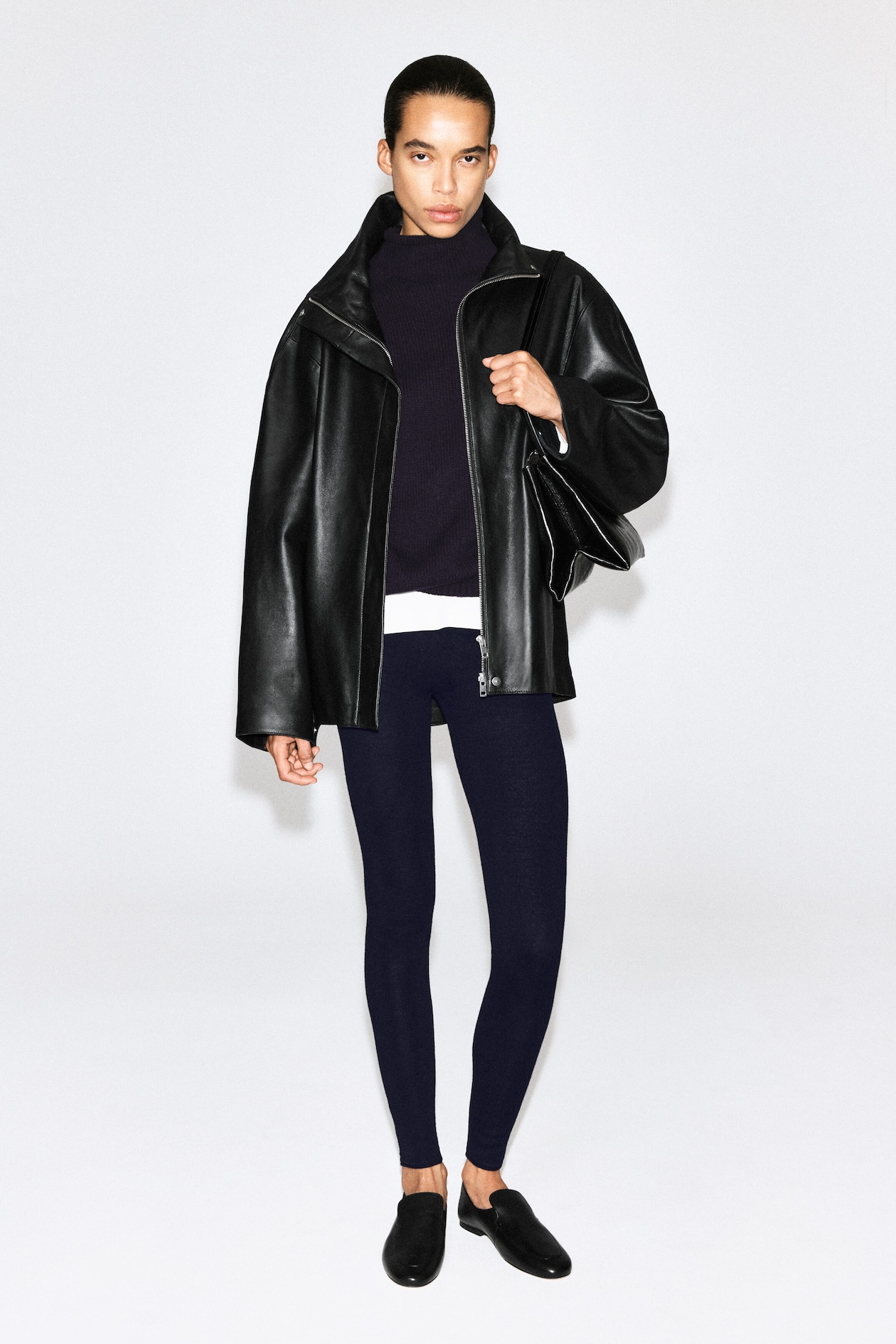 SEAMLESS MERINO WOOL LEGGINGS — NAVY