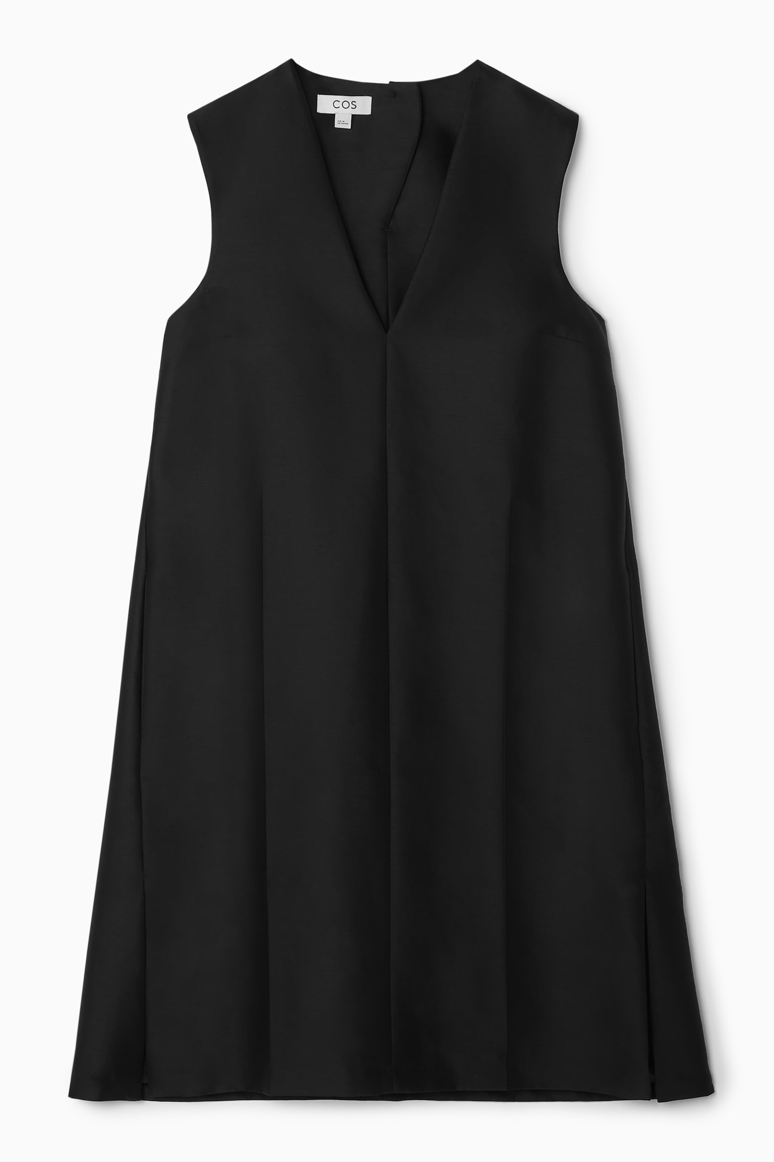 BUTTON-DETAIL WOOL-BLEND DRESS - BLACK
