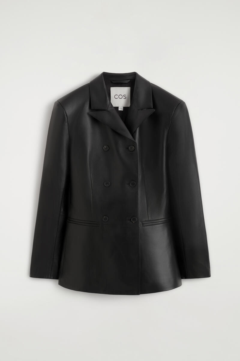 Leather Double-Breasted Blazer