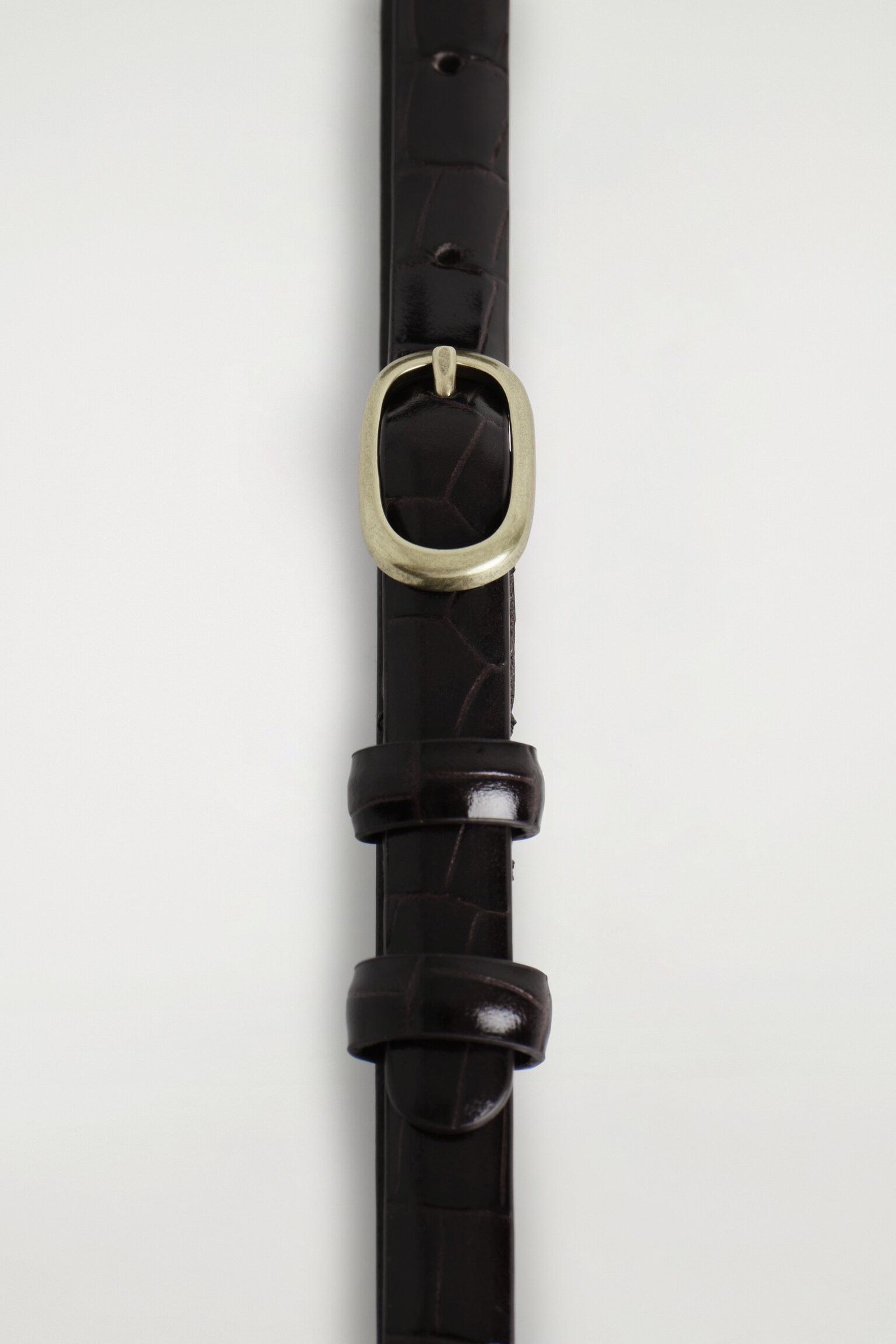 SCHMALER LEDERGÜRTEL IN KROKODILOPTIK - BRAUN/BEIGE - 4