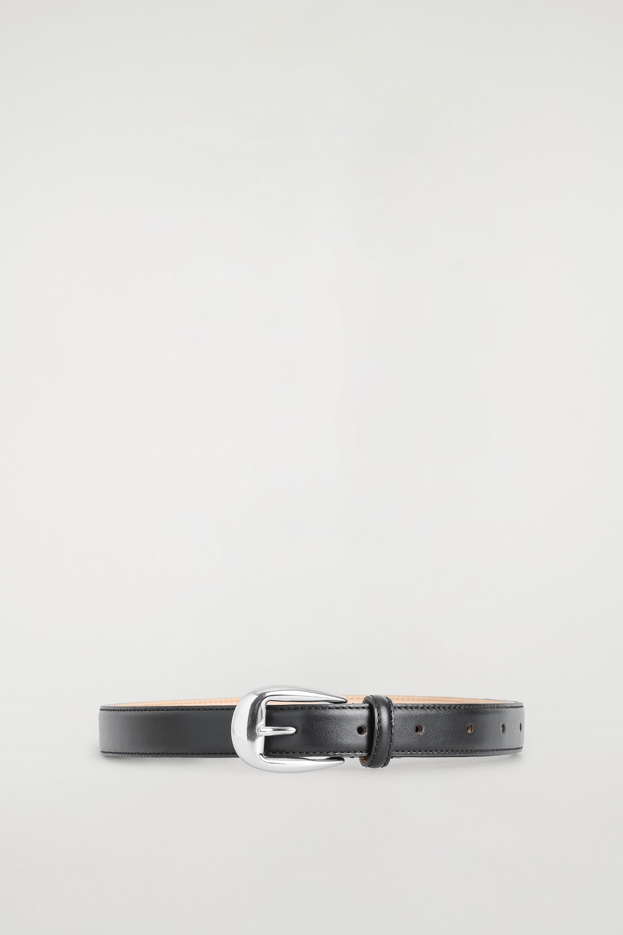 LEATHER WESTERN BELT — BLACK / SILVER