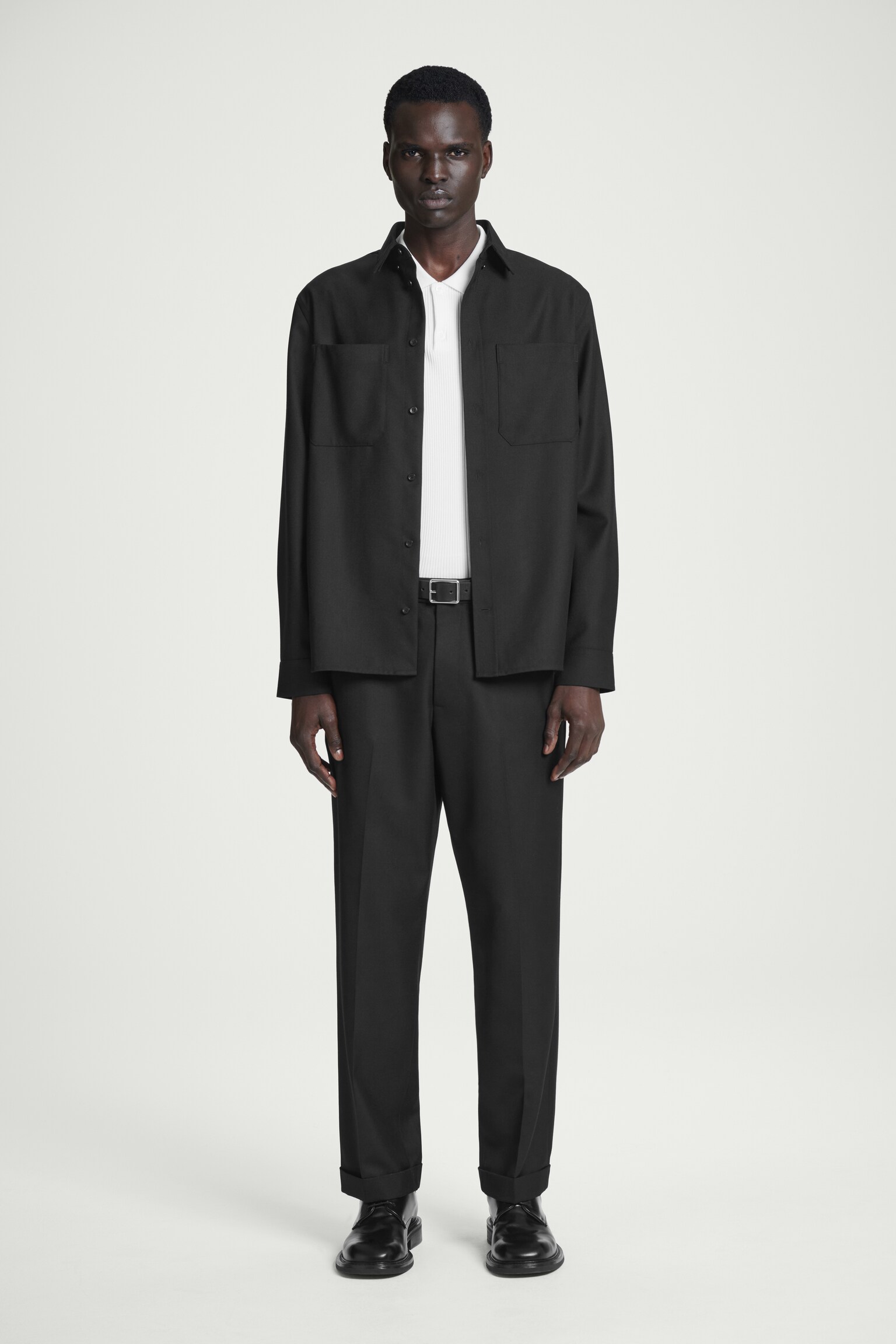 CHEMISE WORKWEAR DÉCONTRACTÉE EN LAINE MÉLANGÉE - NOIR/GRIS - 7