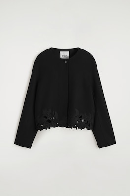EMBROIDERED DOUBLE-FACED WOOL JACKET — CARBON 8