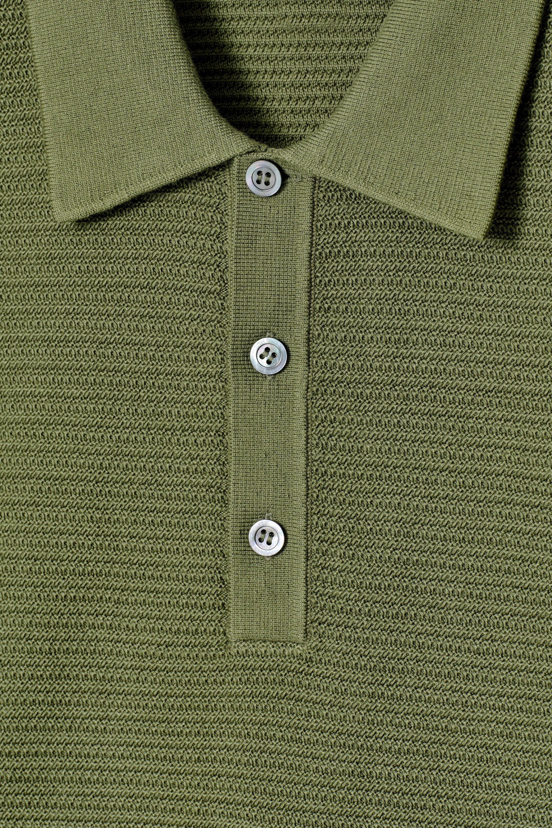 Agrandir l'image: POLO EN MAILLE DE COTON TEXTURÉE - VERT - HOMME | H&M CH 7