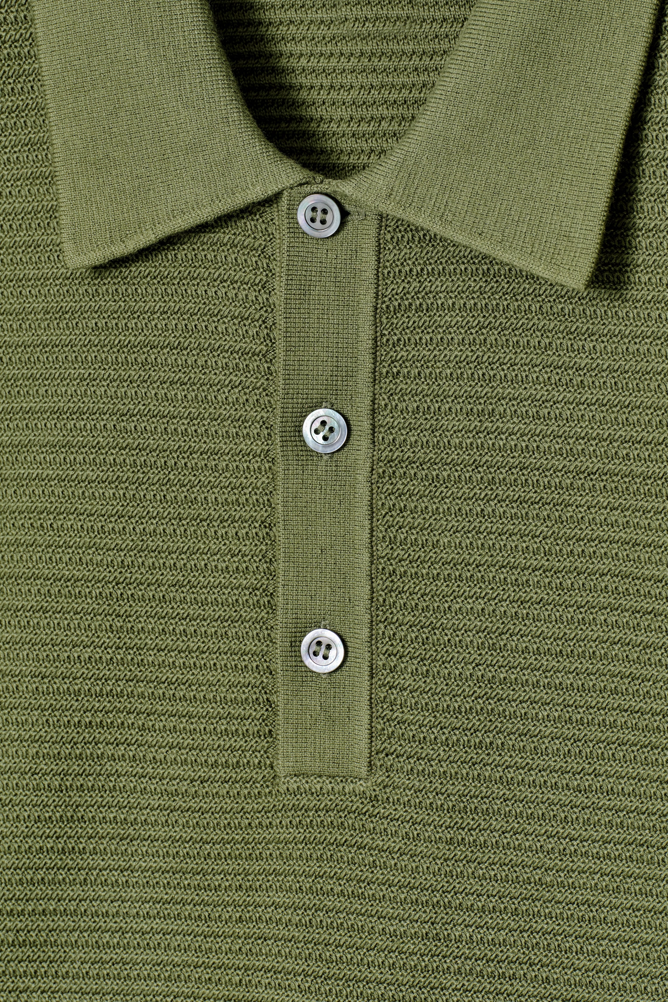 View larger image: TEXTURED KNITTED COTTON POLO SHIRT - GREEN - Men | H&M GB 7