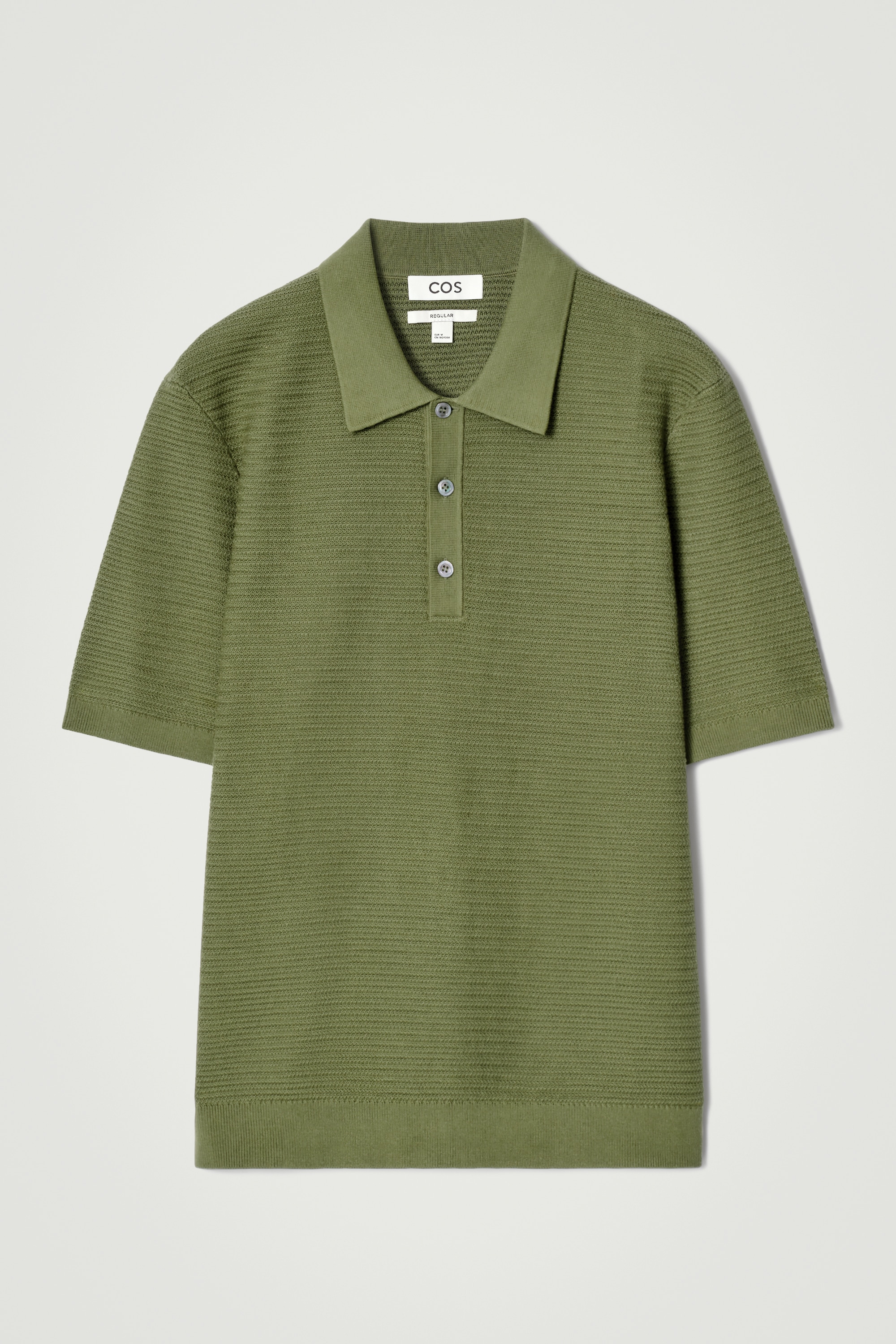 TEXTURED KNITTED COTTON POLO SHIRT - GREEN/BLACK/WHITE/MOLE/NAVY