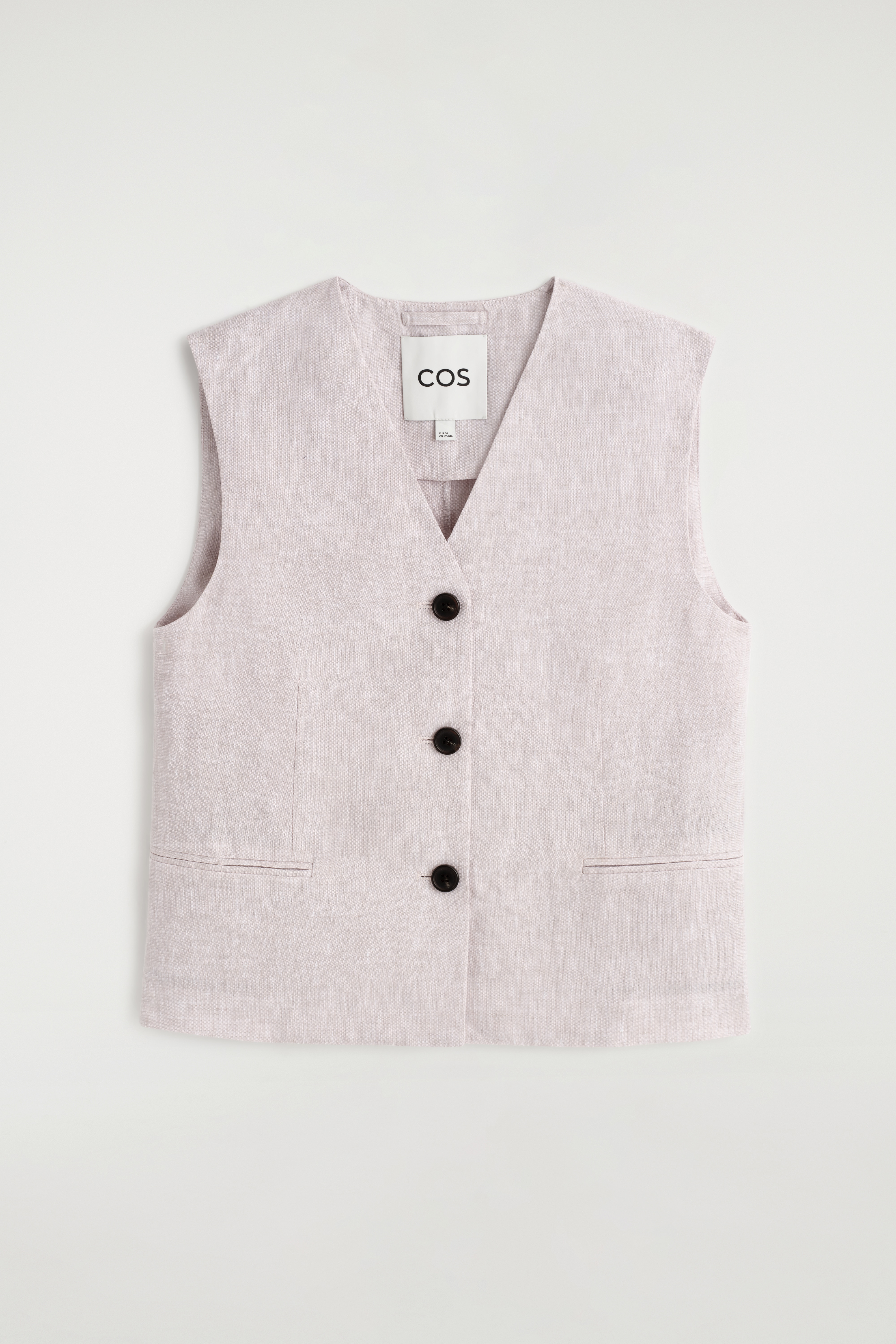 LINEN WAISTCOAT - LIGHT PINK/BLACK