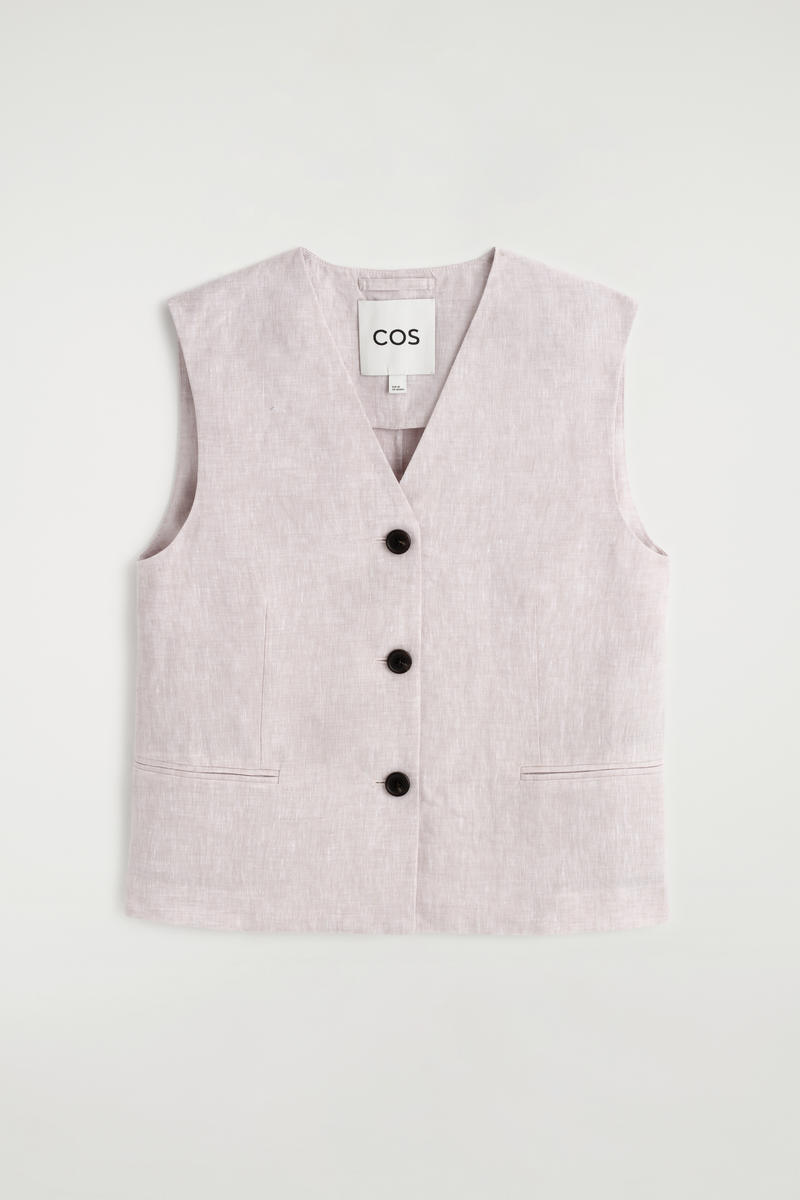 Cos Linen Vest In Pink