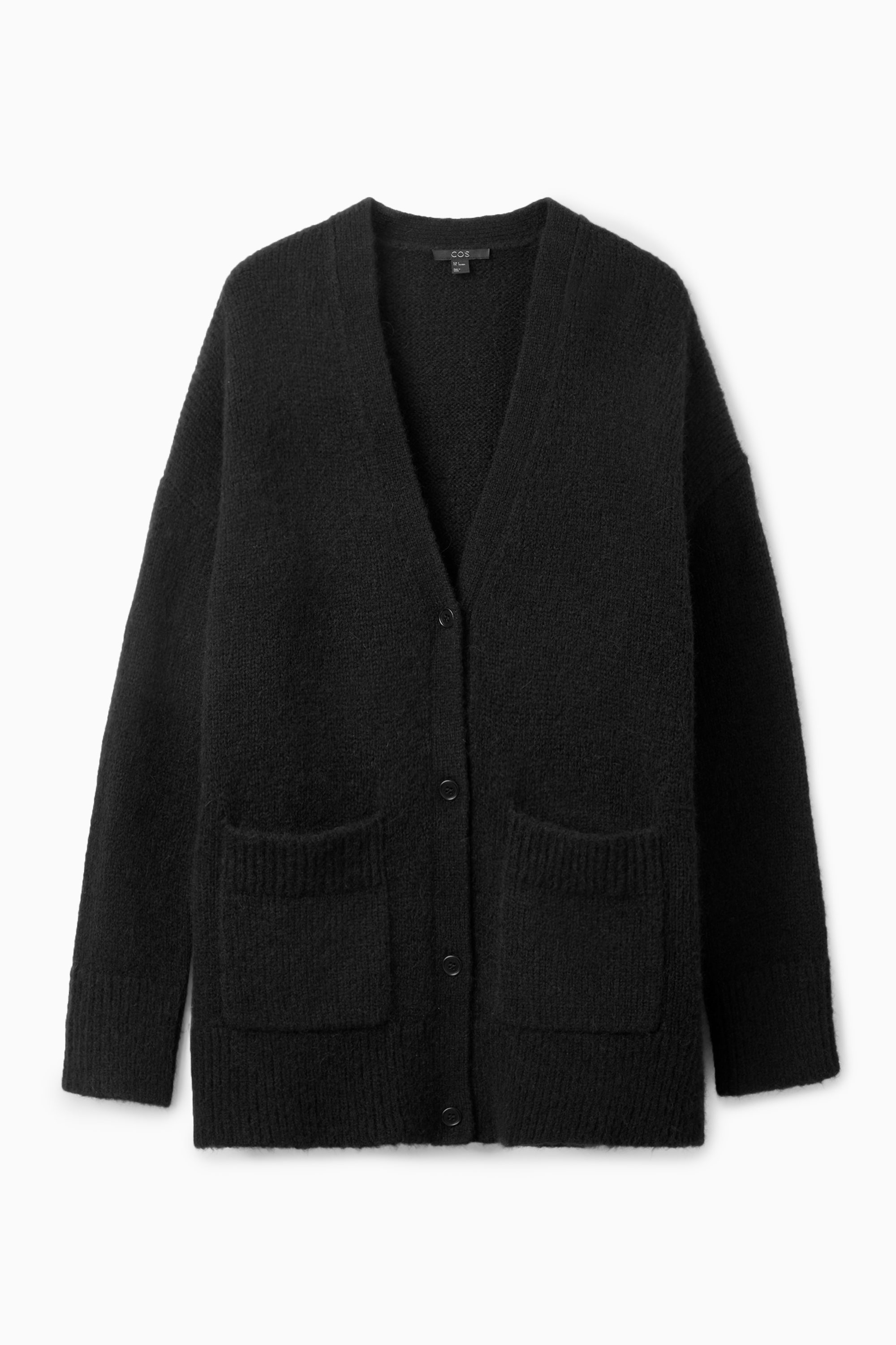 V-NECK PATCH-POCKET CARDIGAN - BLACK | COS