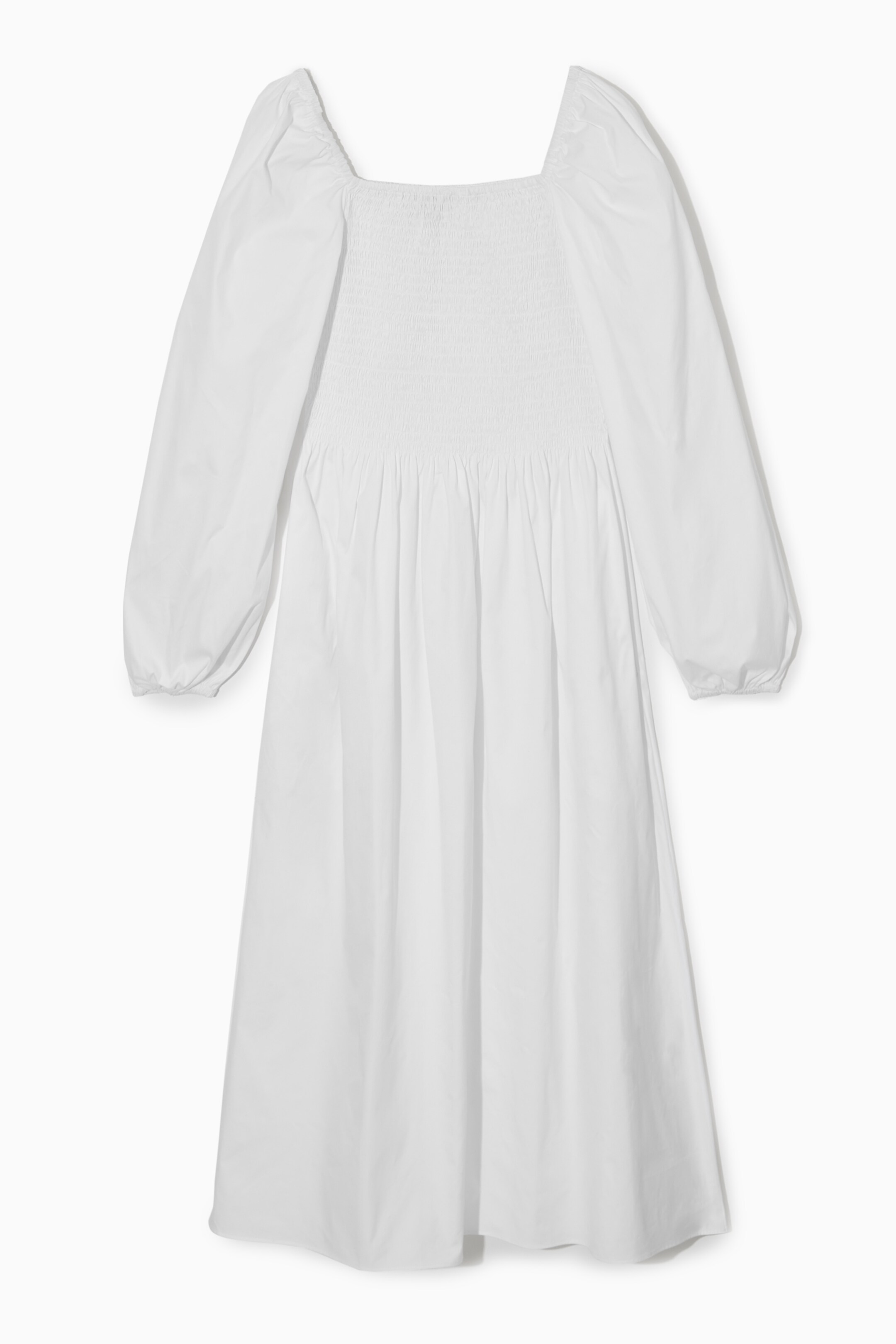 View larger image: OFF-THE-SHOULDER SMOCKED MIDI DRESS - WHITE - Ladies | H&M GB 1