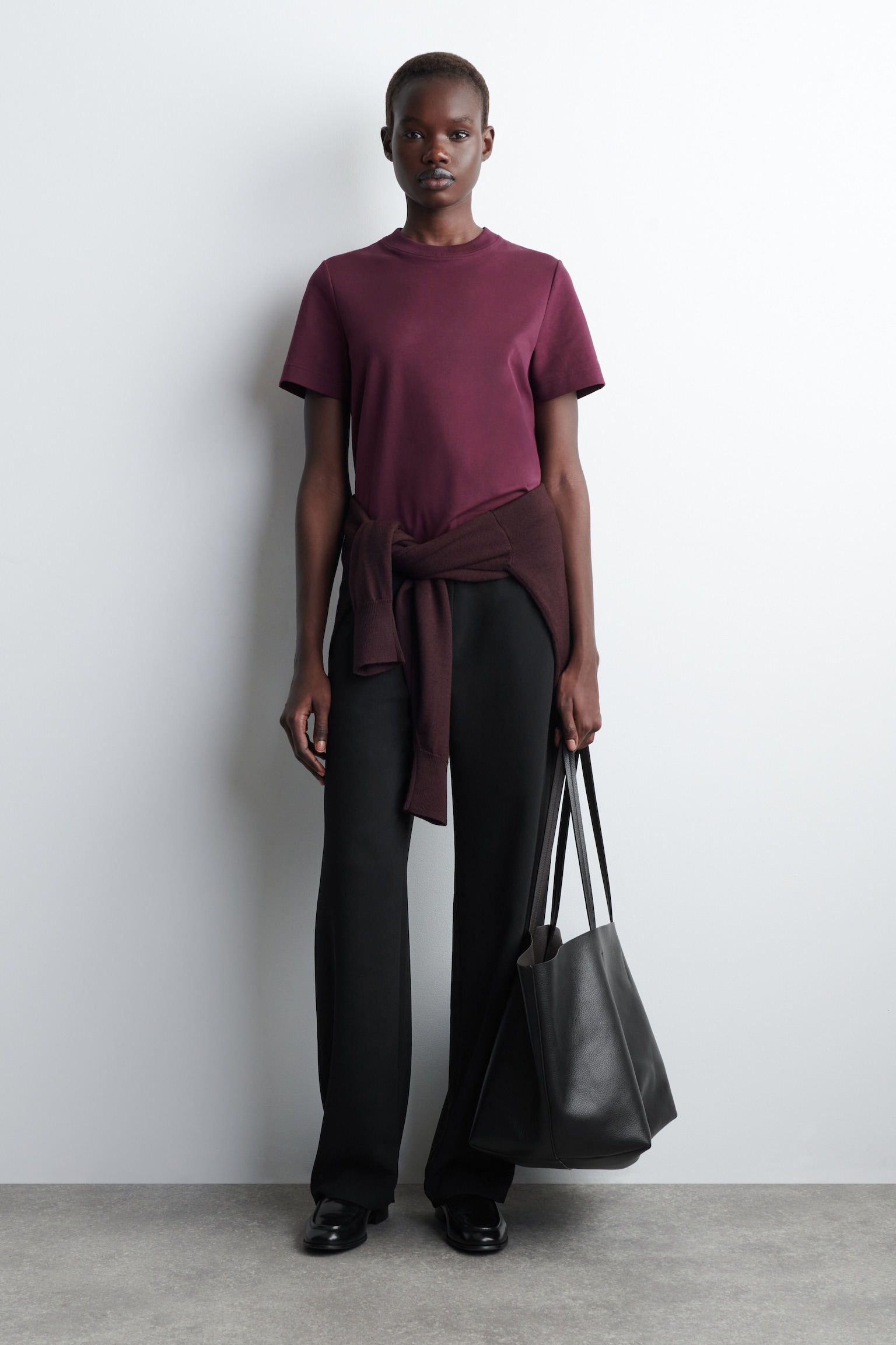 KLASYCZNY T-SHIRT - CIEMNOCZERWONY/CZARNY/BIAŁY - 3