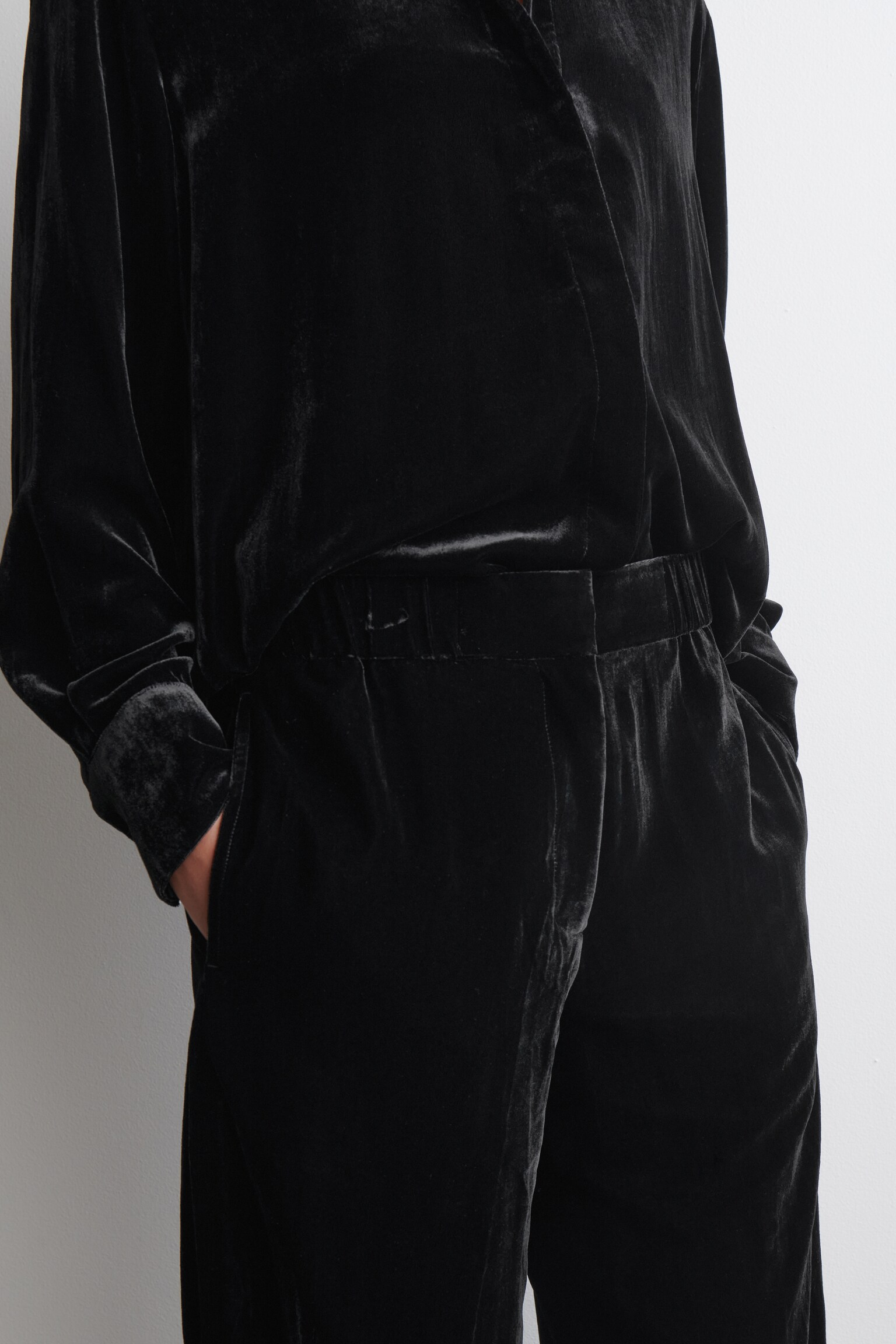 PANTALON DROIT ÉLASTIQUE EN VELOURS - NOIR/BRUN - 3