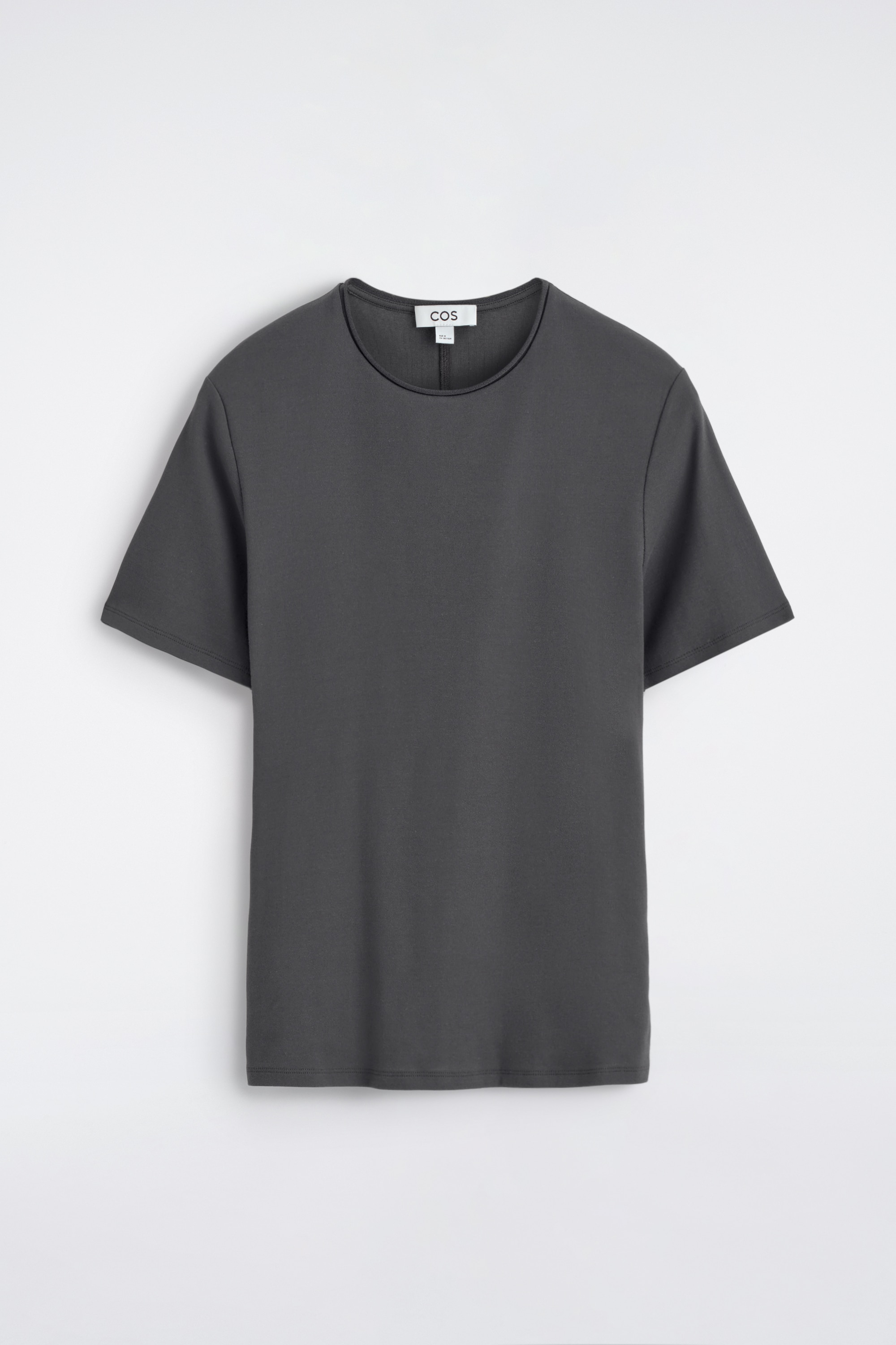 TRICOU CU CROIALĂ SLIM, DIN CREP DE BUMBAC, UȘOR - ANTRACIT/MARO