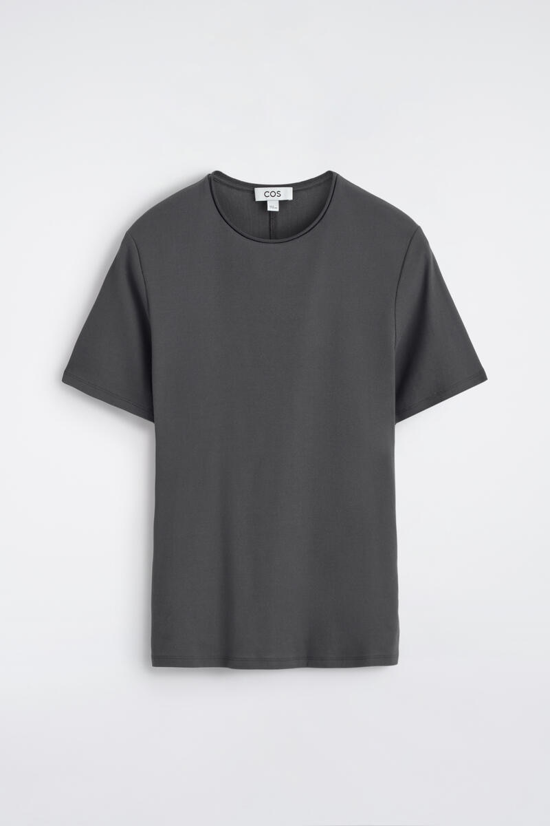 Slim-Fit Cotton Crepe Lightweight T-Shirt in Gray
