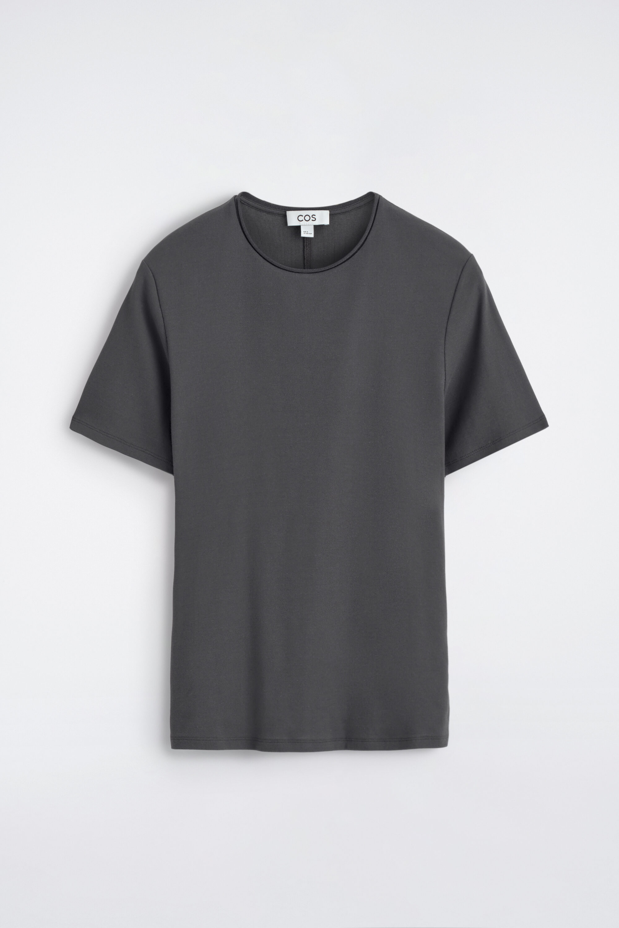 SLIM-FIT COTTON CREPE LIGHTWEIGHT T-SHIRT - CHARCOAL | COS US