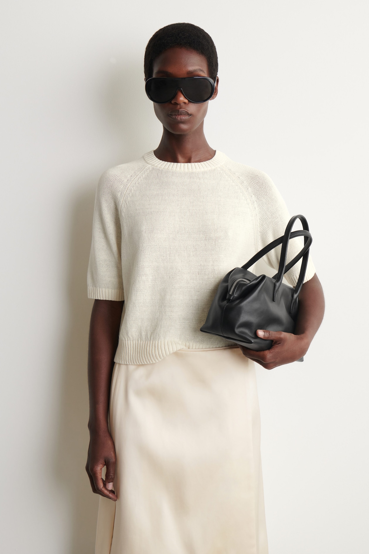 SHRUNKEN KNITTED LINEN T-SHIRT