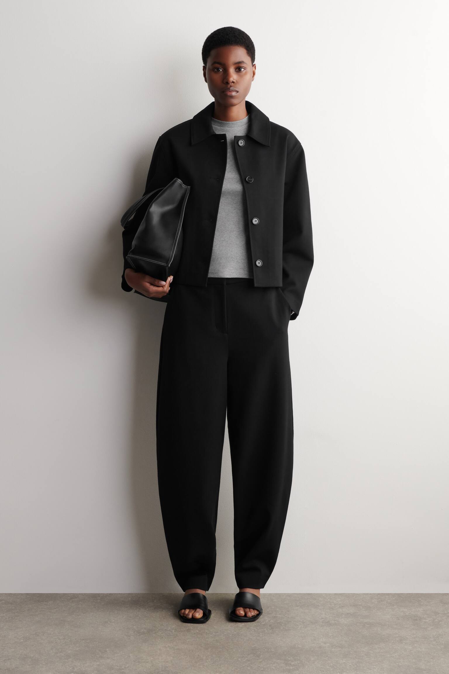 GIACCA IN JERSEY DALLA LINEA ARROTONDATA - NERO/MARRONE - 3