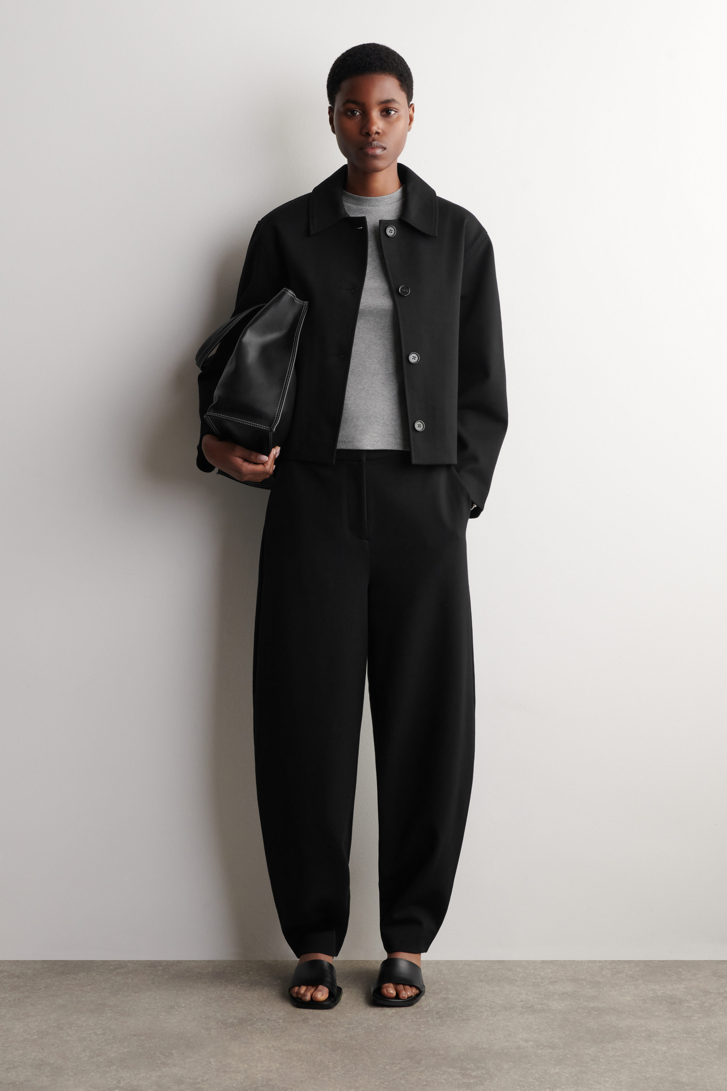ROUNDED JERSEY JACKET - BLACK | COS US