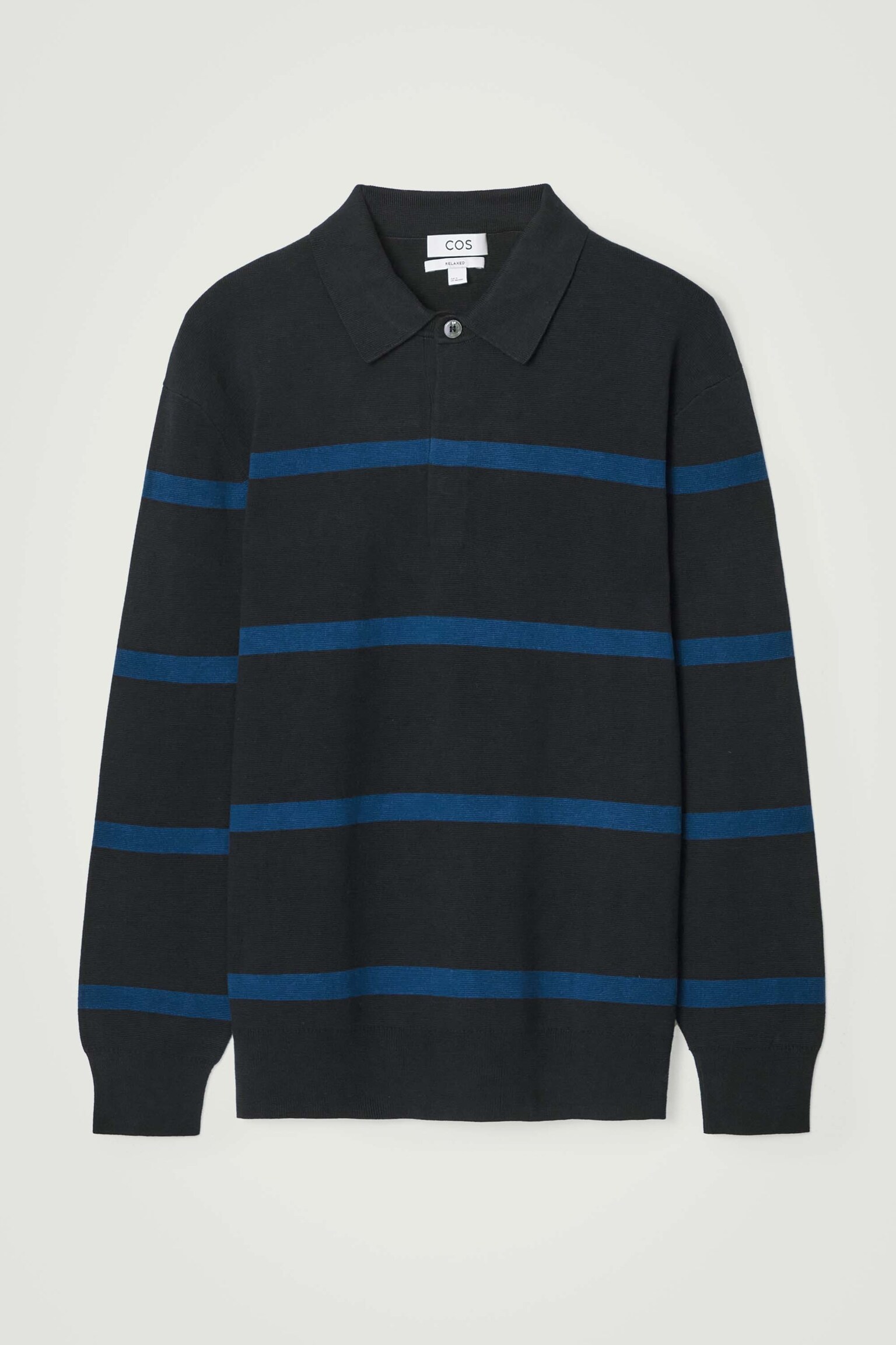 STRIPED KNITTED POLO SHIRT - NAVY / STRIPED - 1