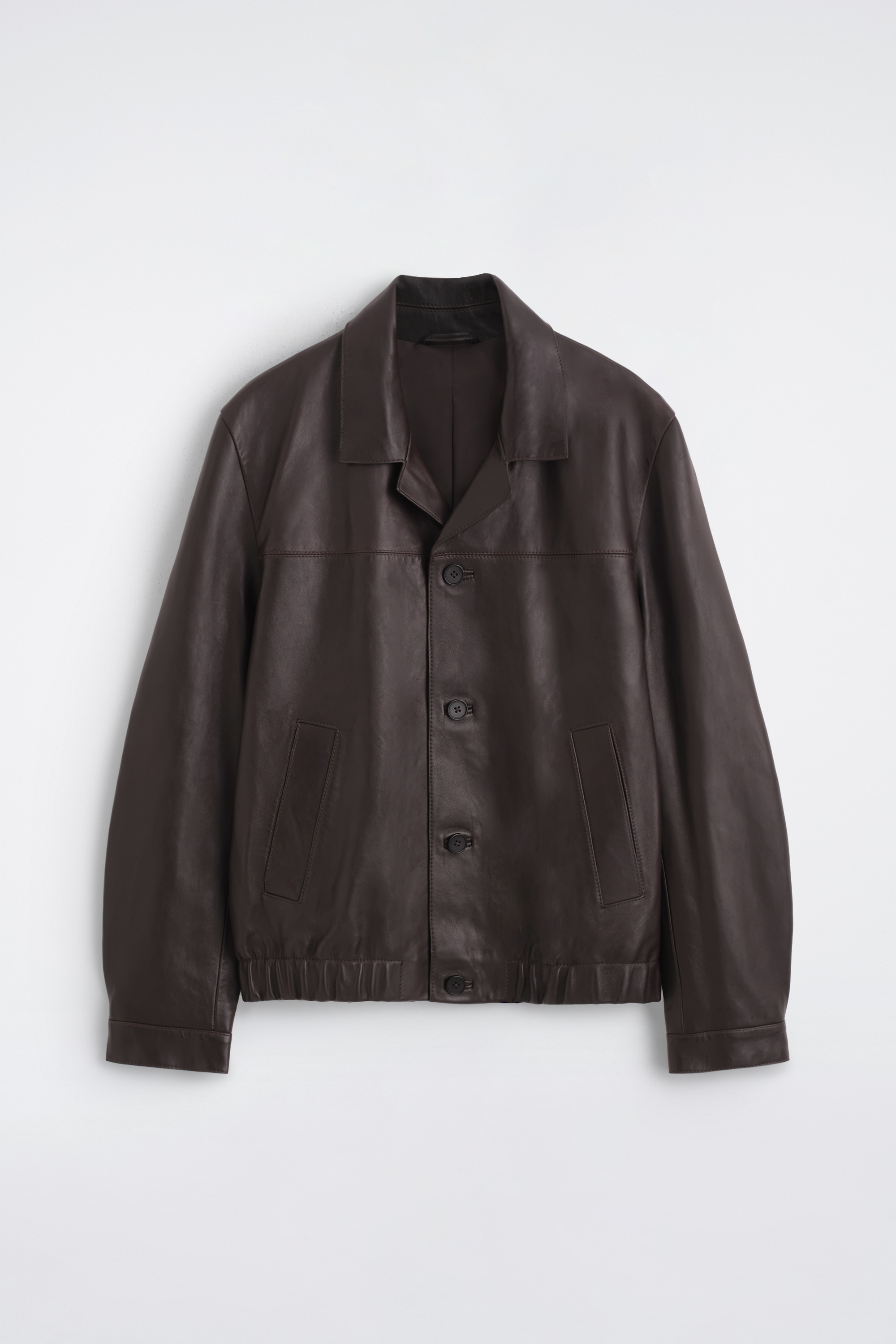 BLOUSON BLAZER EN CUIR - BRUN