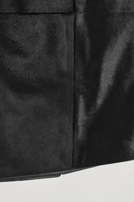 PONY HAIR-EFFECT LEATHER MIDI SKIRT — BLACK 1