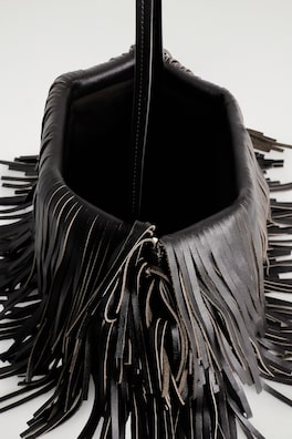 FRINGED CLUTCH - LEATHER — MAHOGANY 3