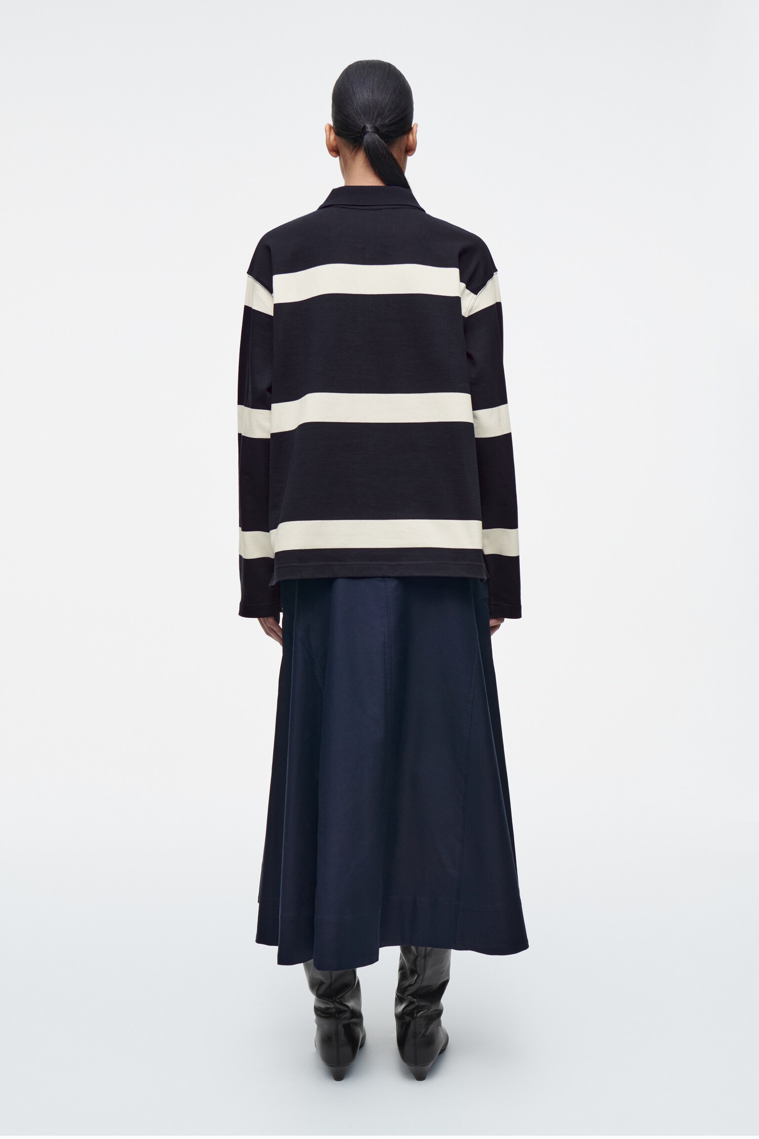 POLO DÉCONTRACTÉ RAYÉ À MANCHES LONGUES - BLEU MARINE / RAYURES/BLANC / RAYURES - 4